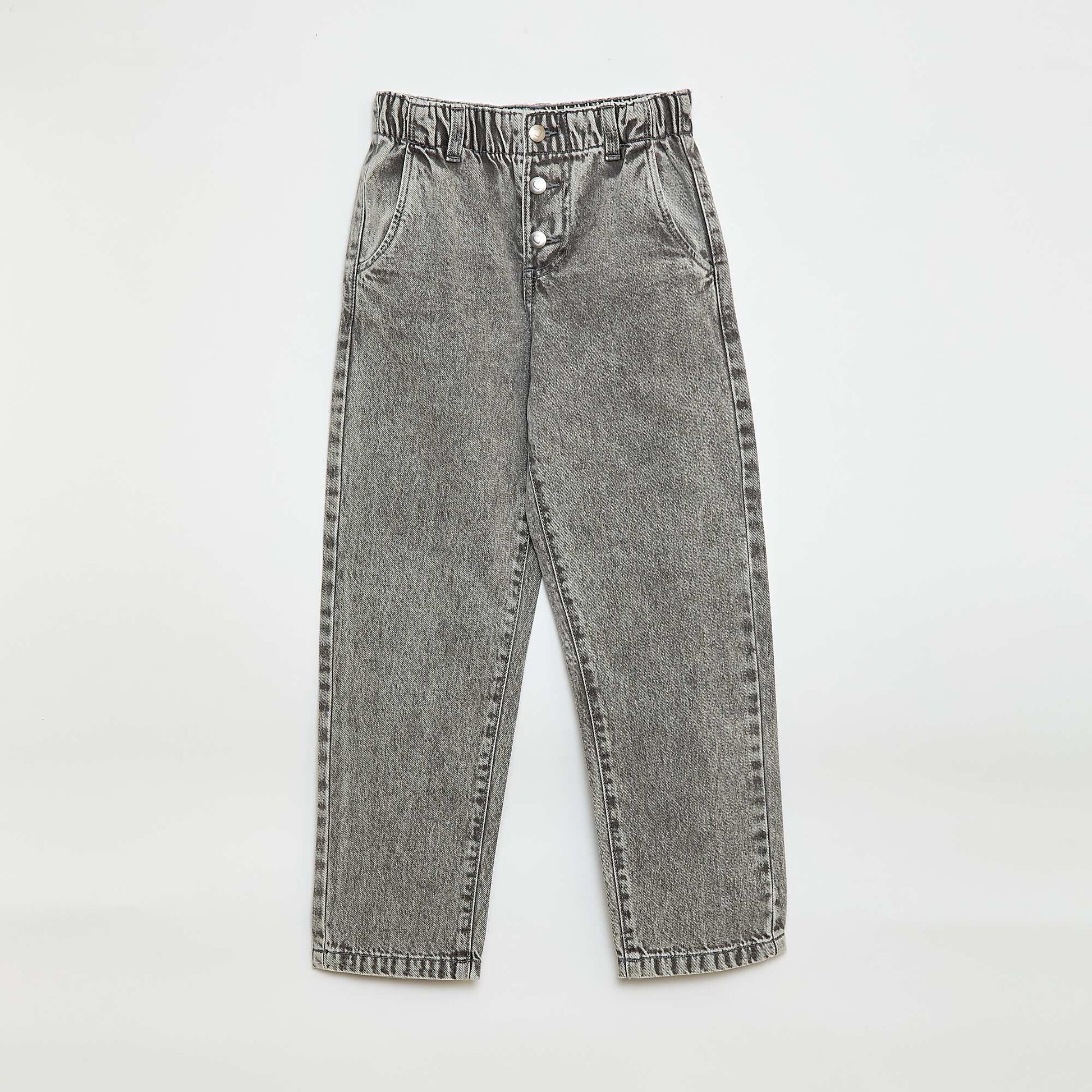 Jean mom avec poches en forme de cœur GRIS