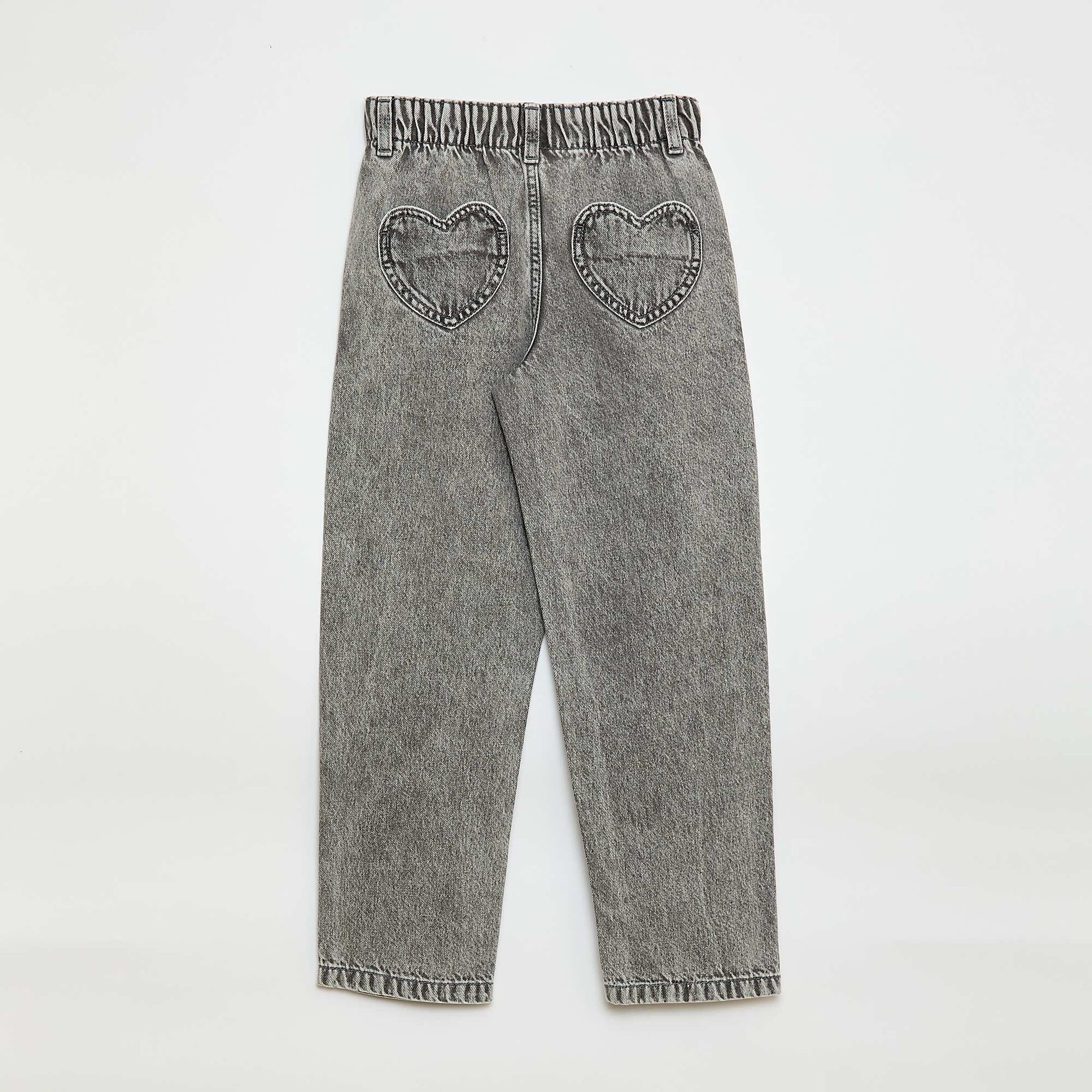 Jean mom avec poches en forme de cœur GRIS
