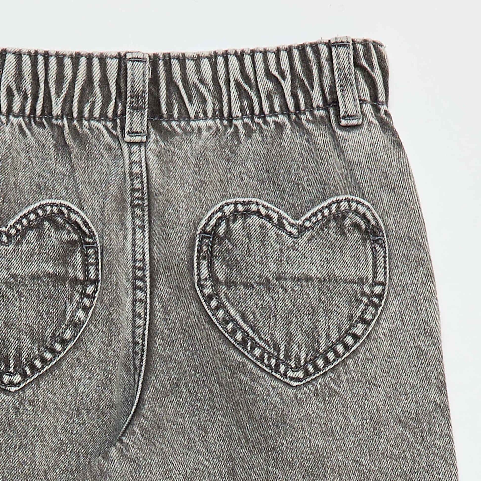 Jean mom avec poches en forme de cœur GRIS