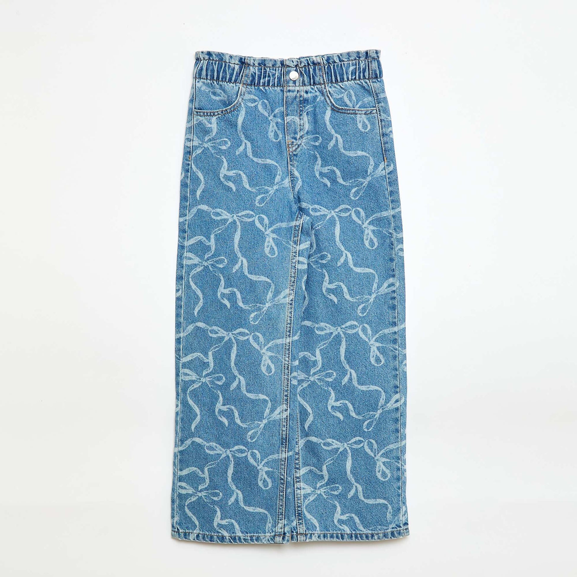 Jean wide leg imprimé fantaisie BLEU