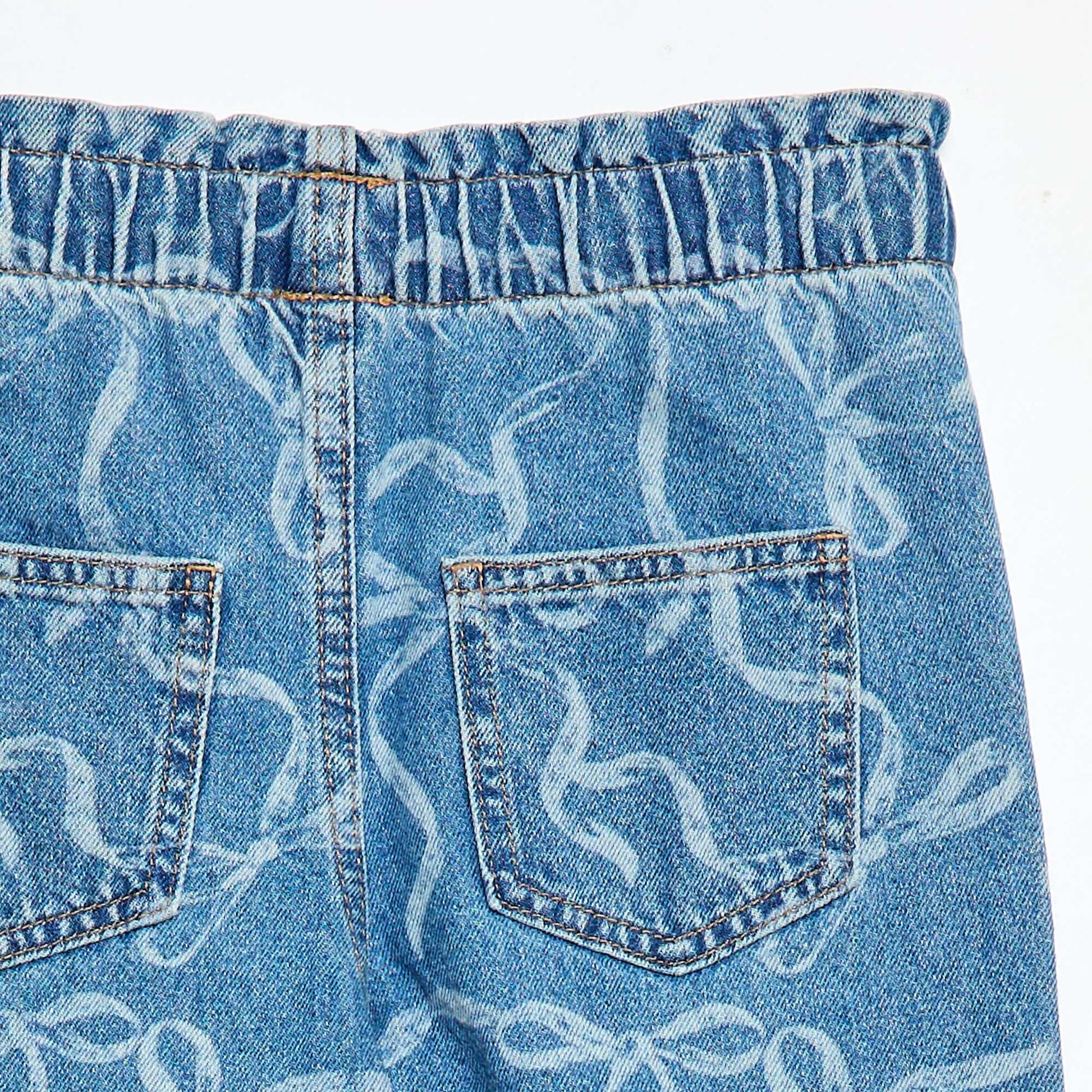Jean wide leg imprimé fantaisie BLEU