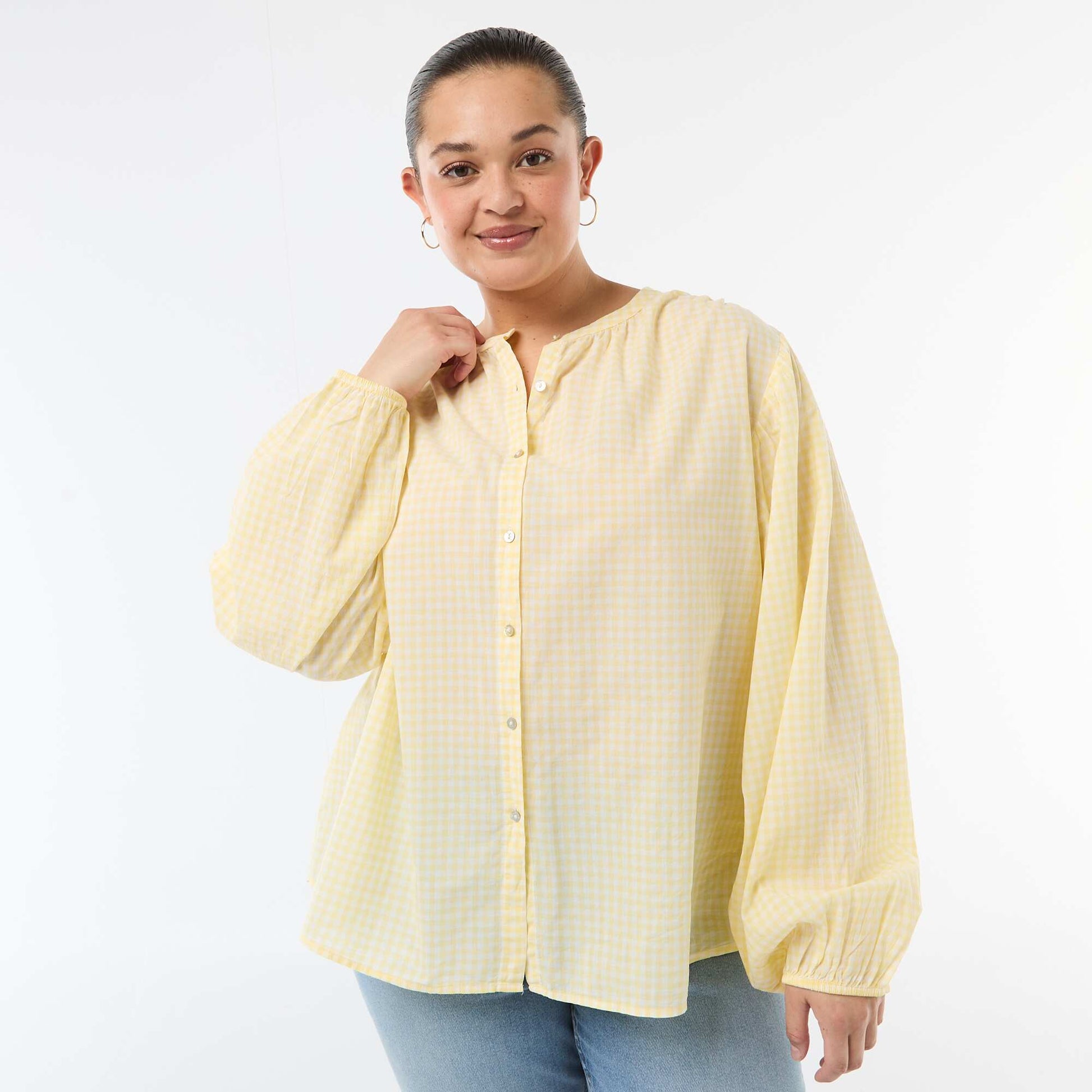 Blouse à col rond et manches longues JAUNE