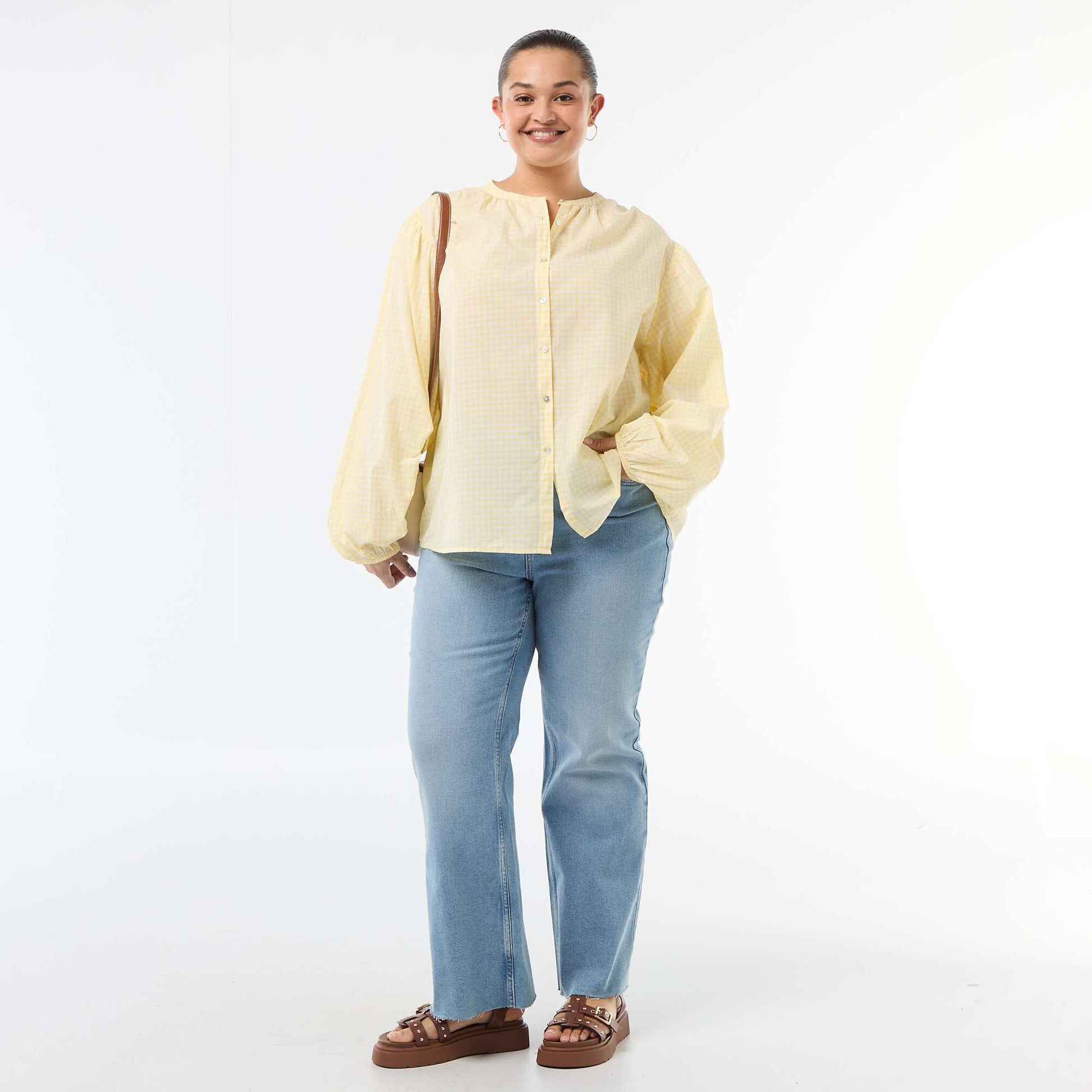 Blouse à col rond et manches longues JAUNE