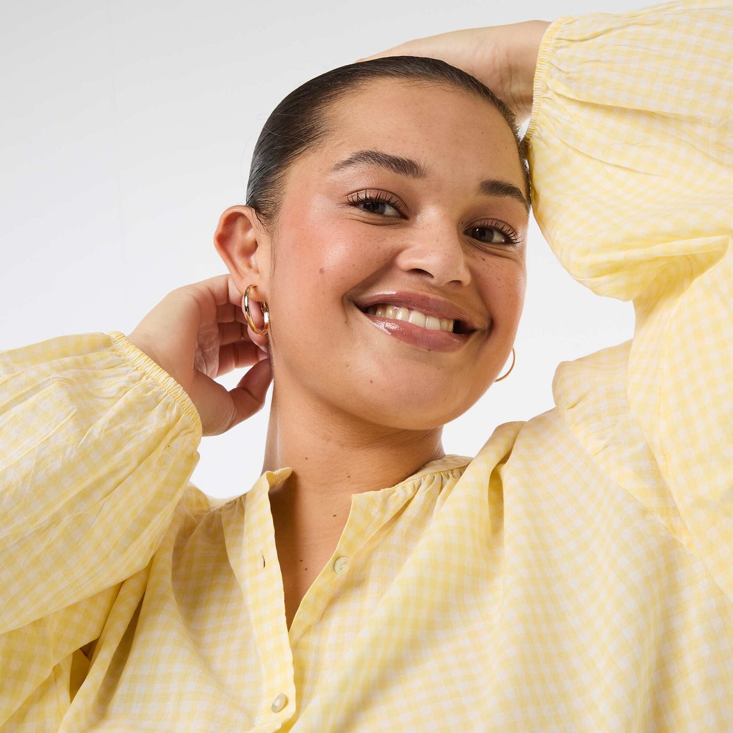 Blouse à col rond et manches longues JAUNE