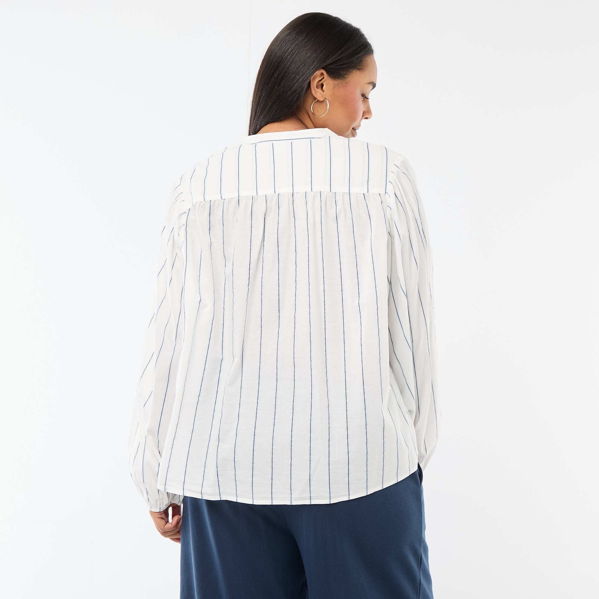 Blouse à col rond et manches longues BLEU
