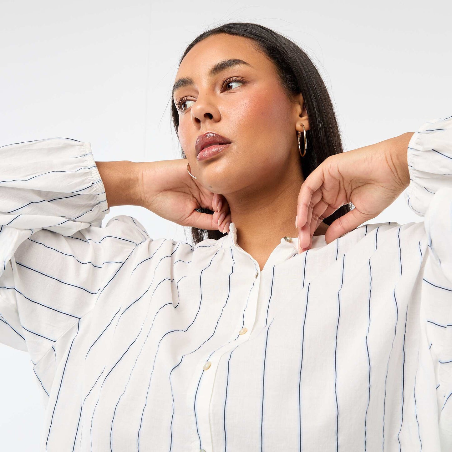 Blouse à col rond et manches longues BLEU