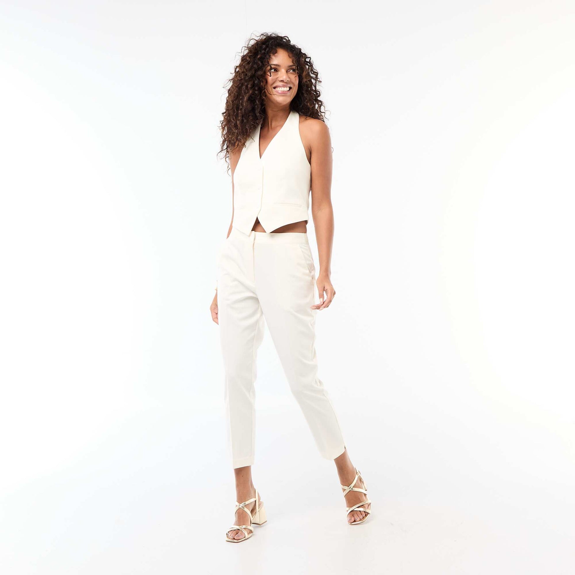 Pantalon de costume droit uni BLANC
