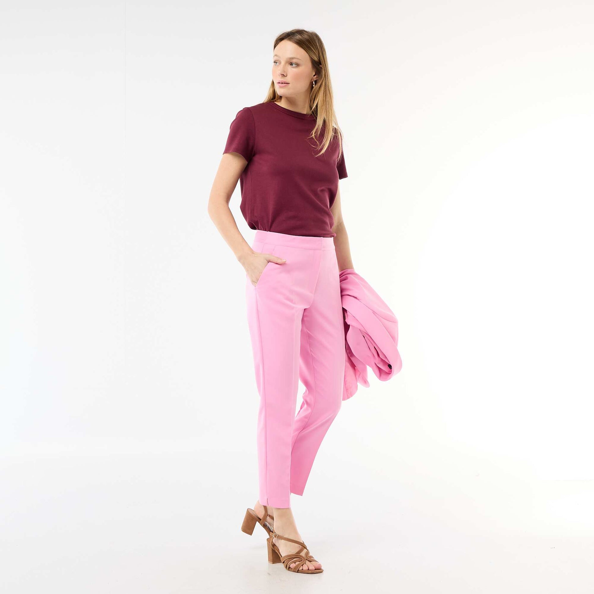 Pantalon de costume droit uni ROSE