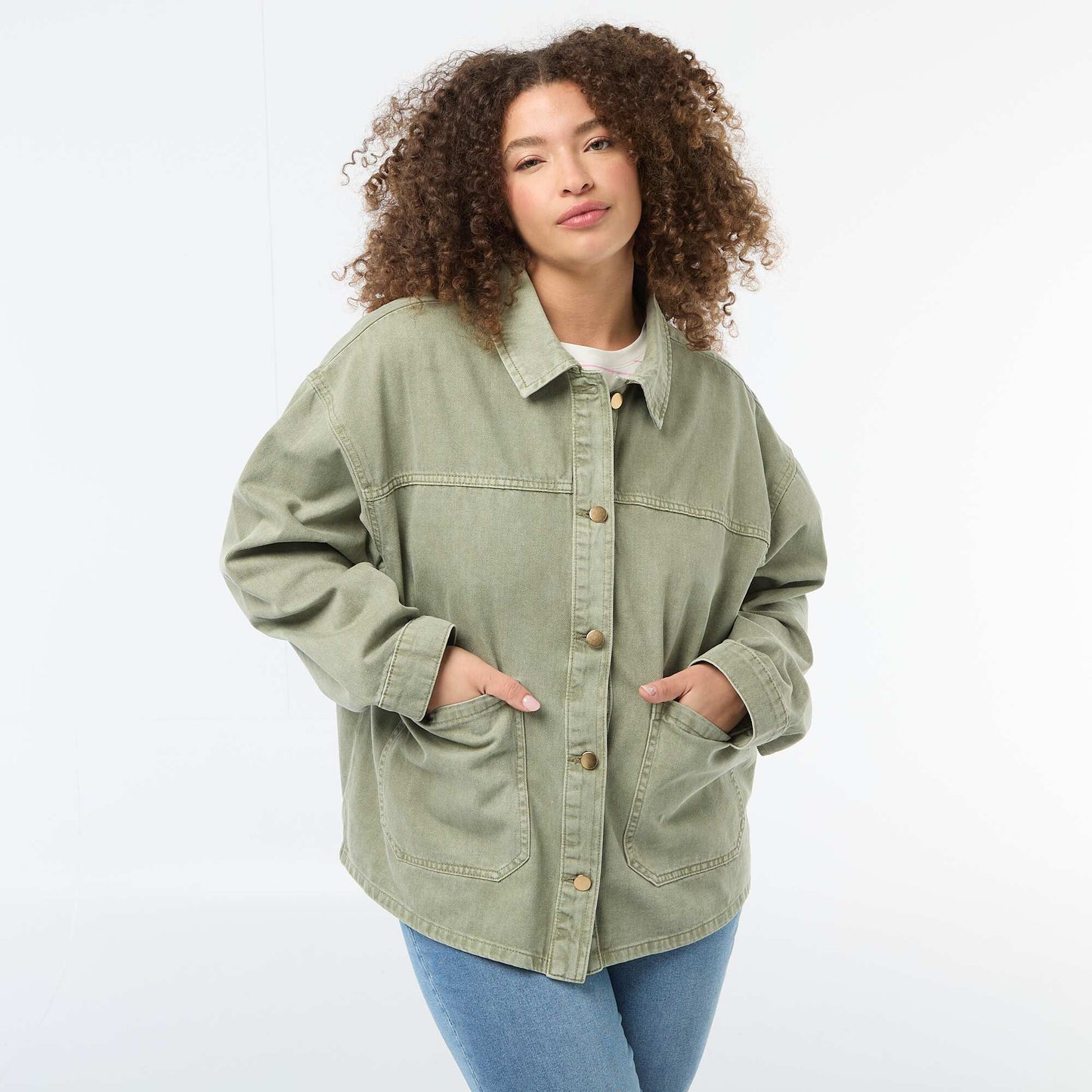 Surchemise en twill avec 2 poches plaquées KAKI
