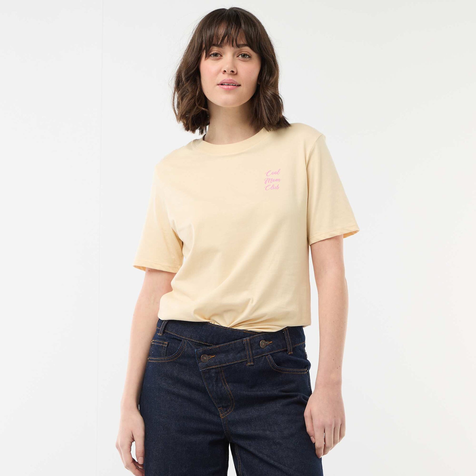 T-shirt 'fête des mères' manches courtes JAUNE