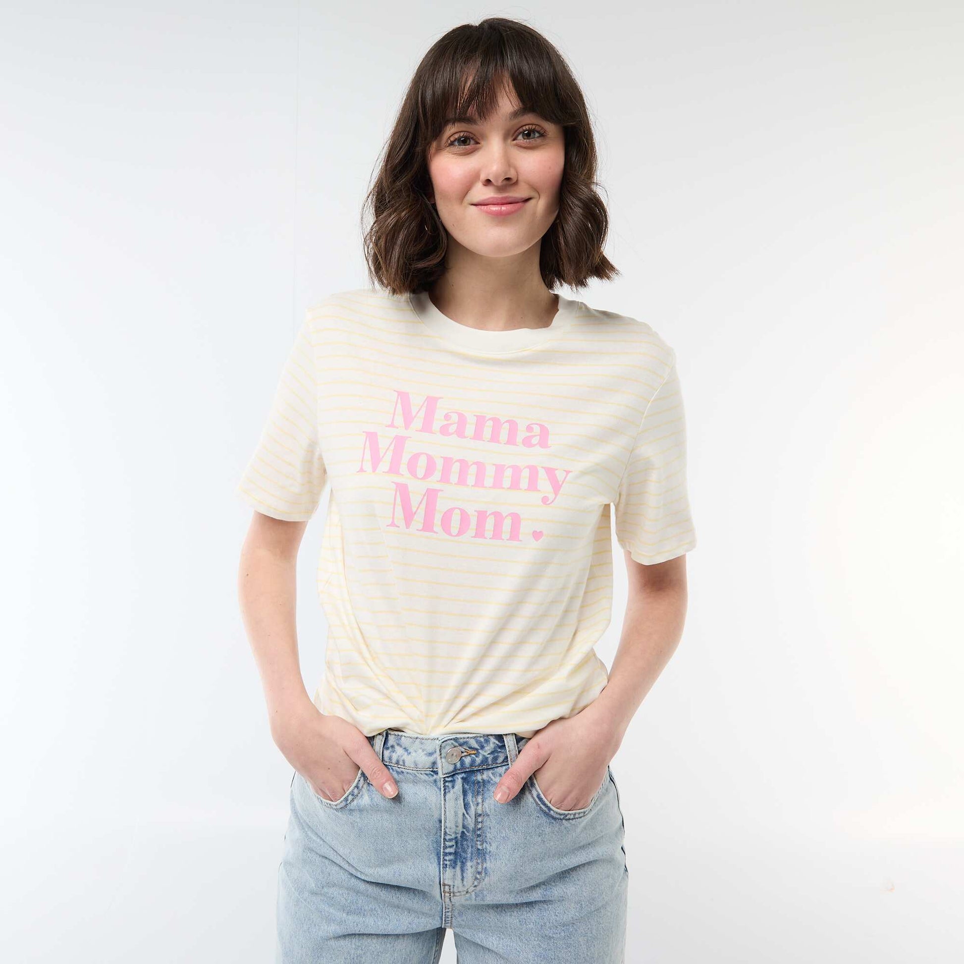 T-shirt 'fête des mères' manches courtes JAUNE