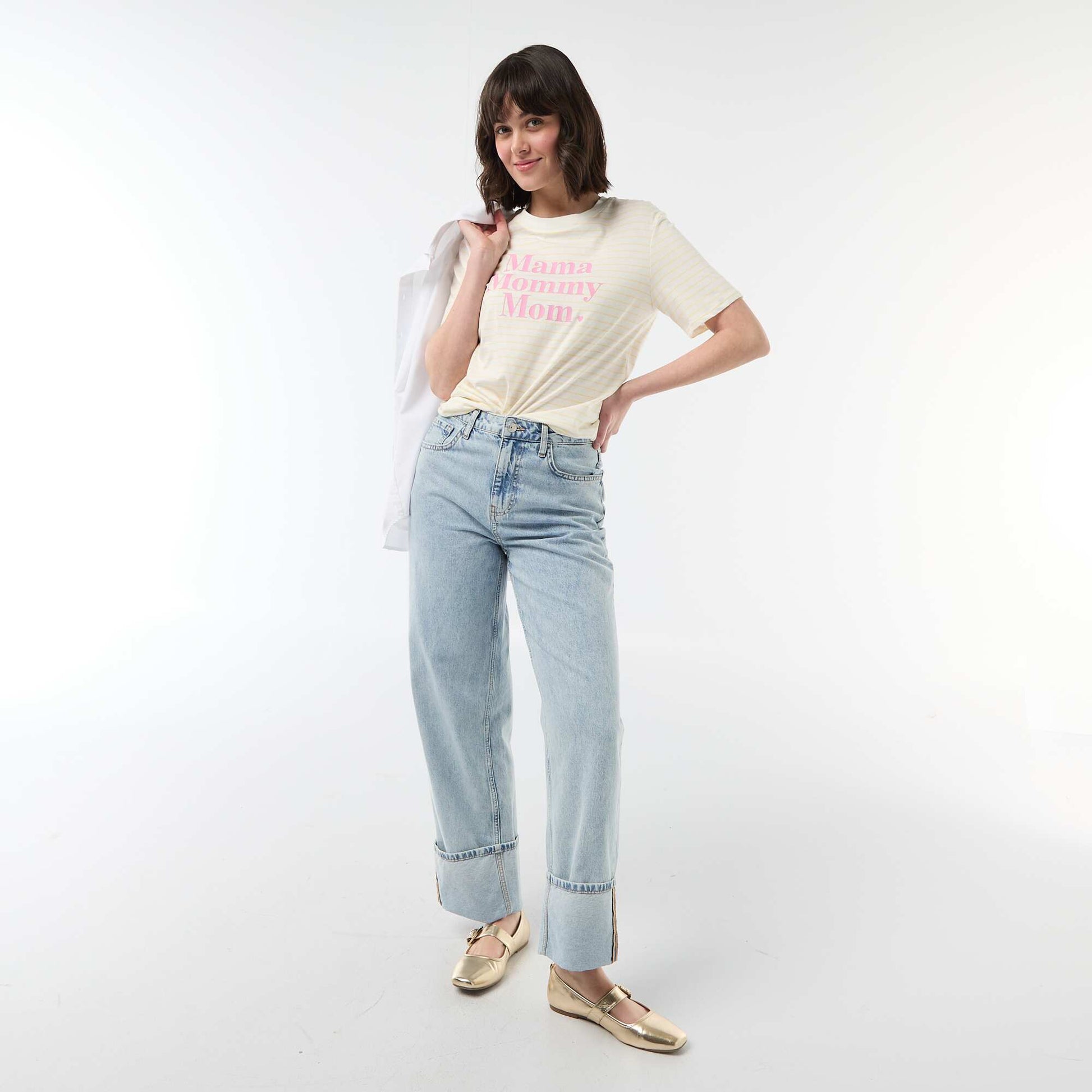 T-shirt 'fête des mères' manches courtes JAUNE