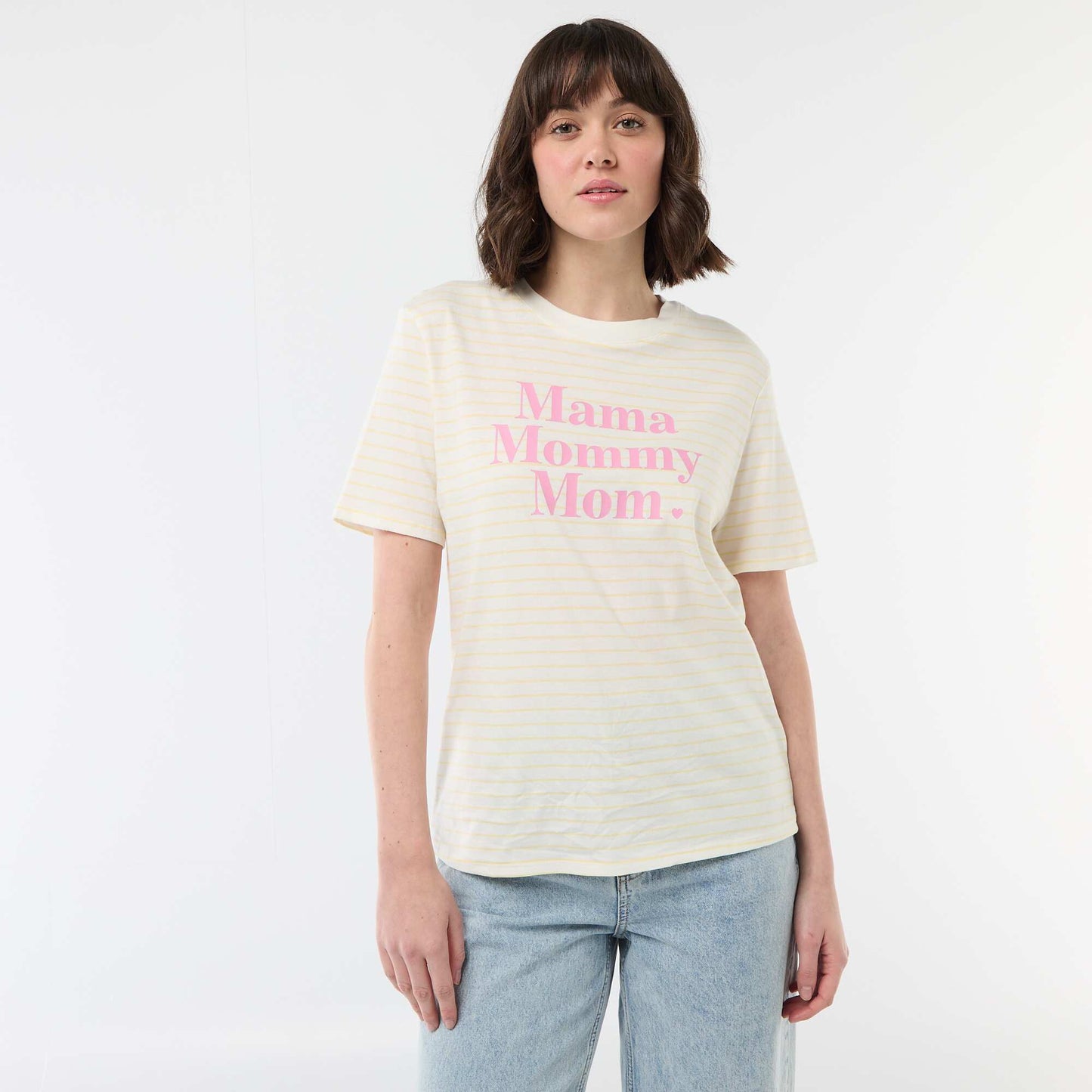 T-shirt 'fête des mères' manches courtes JAUNE