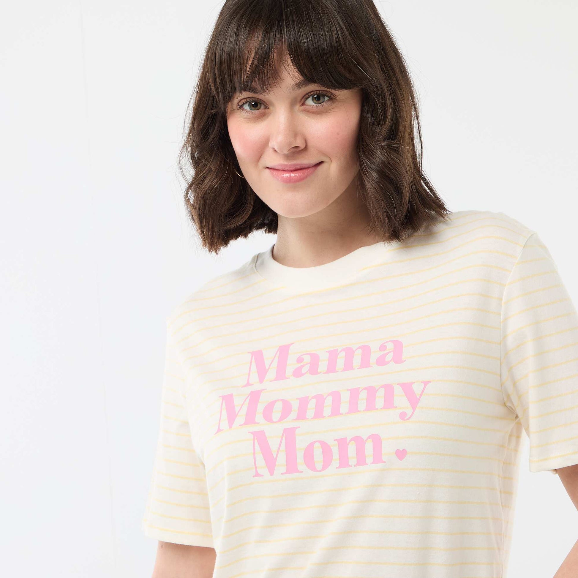 T-shirt 'fête des mères' manches courtes JAUNE