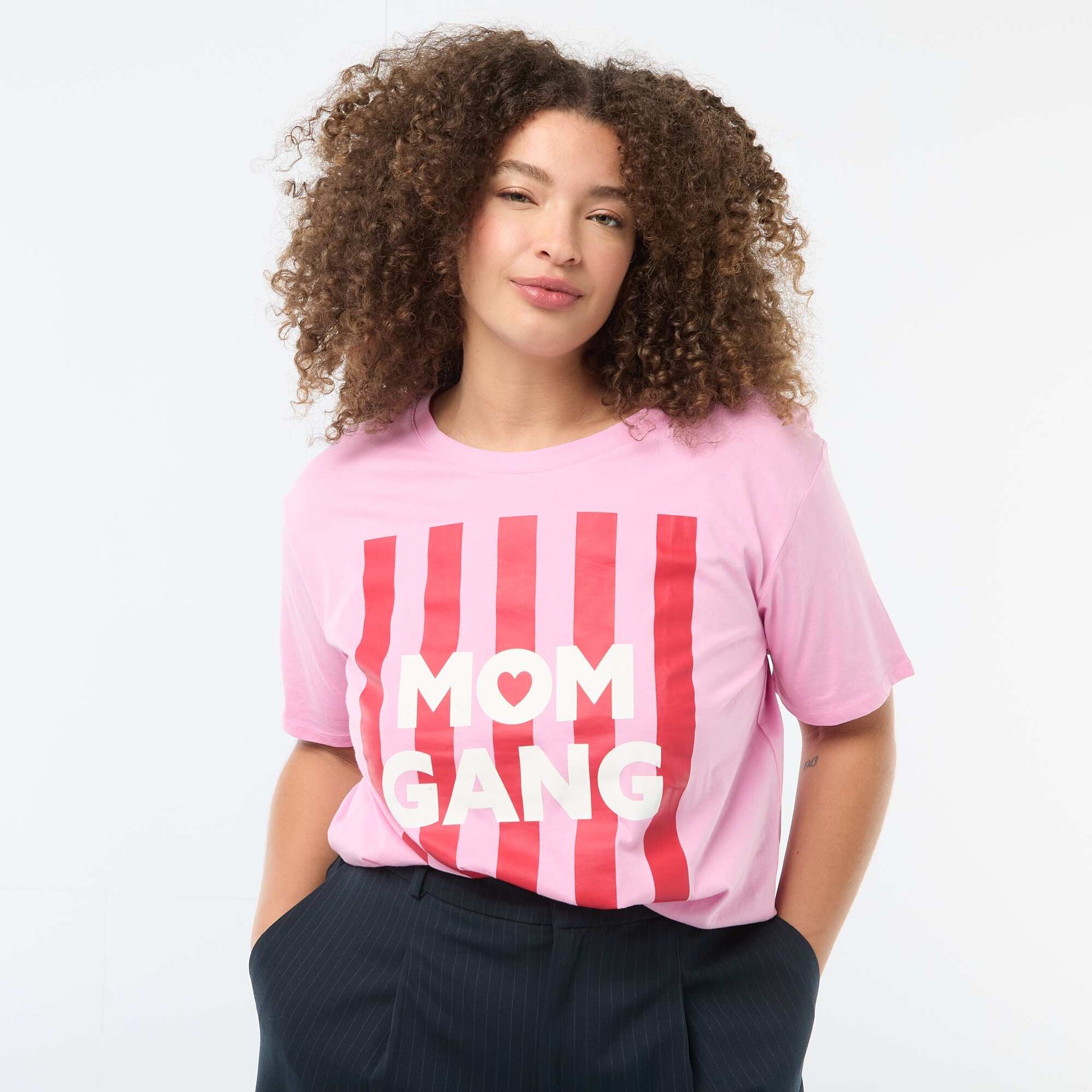 T-shirt 'fête des mères' imprimé manches courtes ROSE