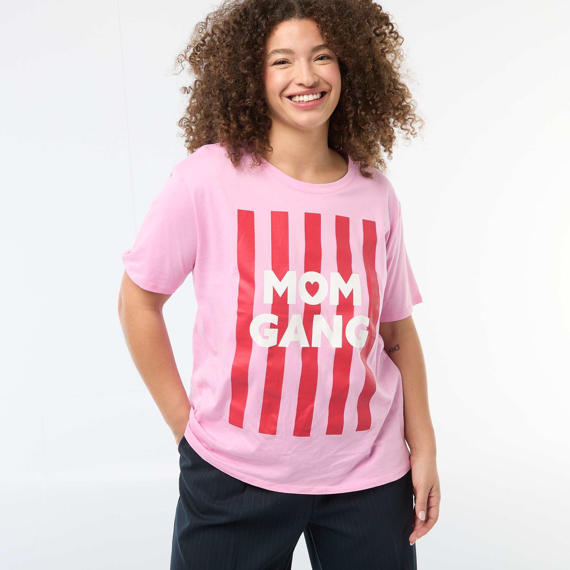 T-shirt 'fête des mères' imprimé manches courtes ROSE