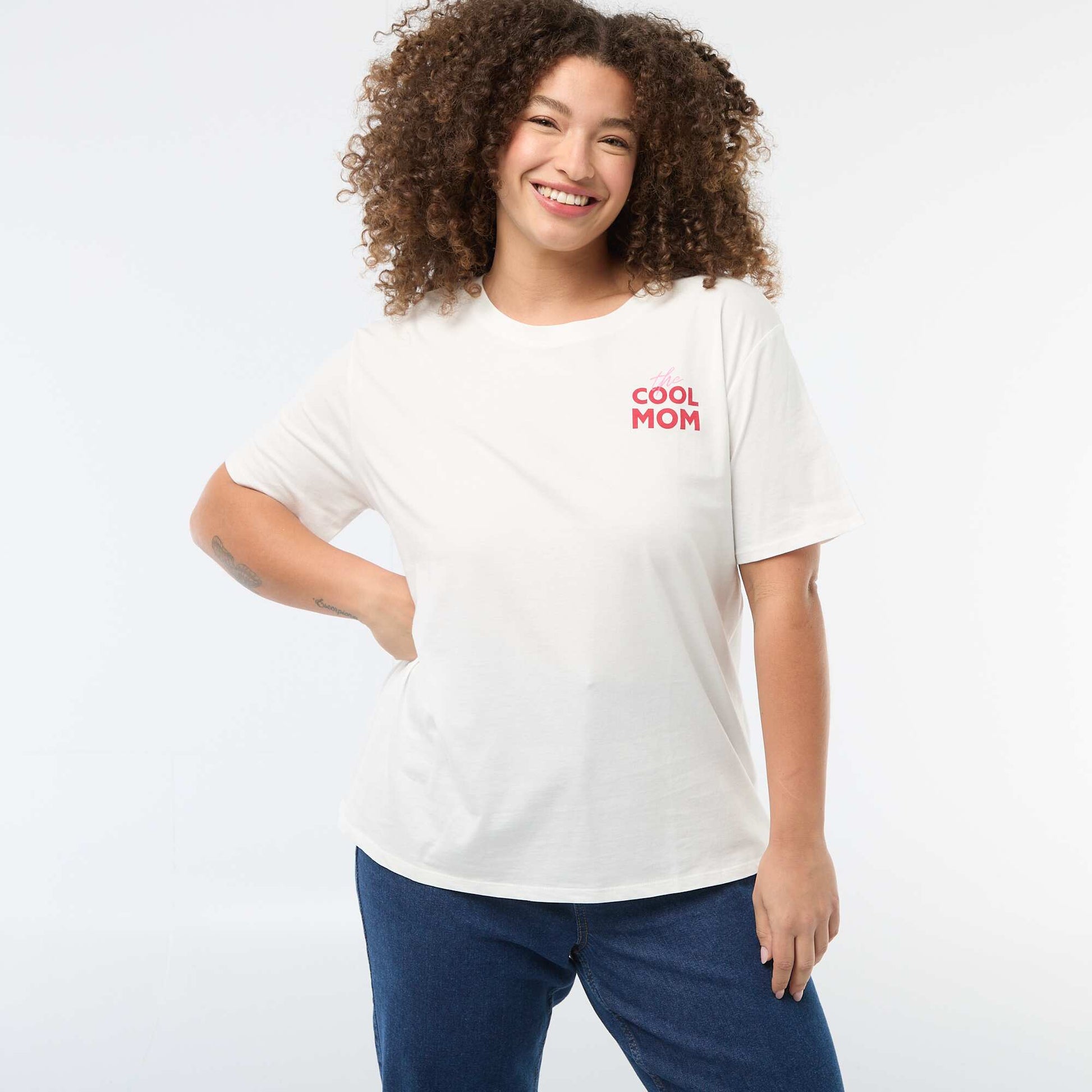 T-shirt 'fête des mères' imprimé manches courtes BLANC