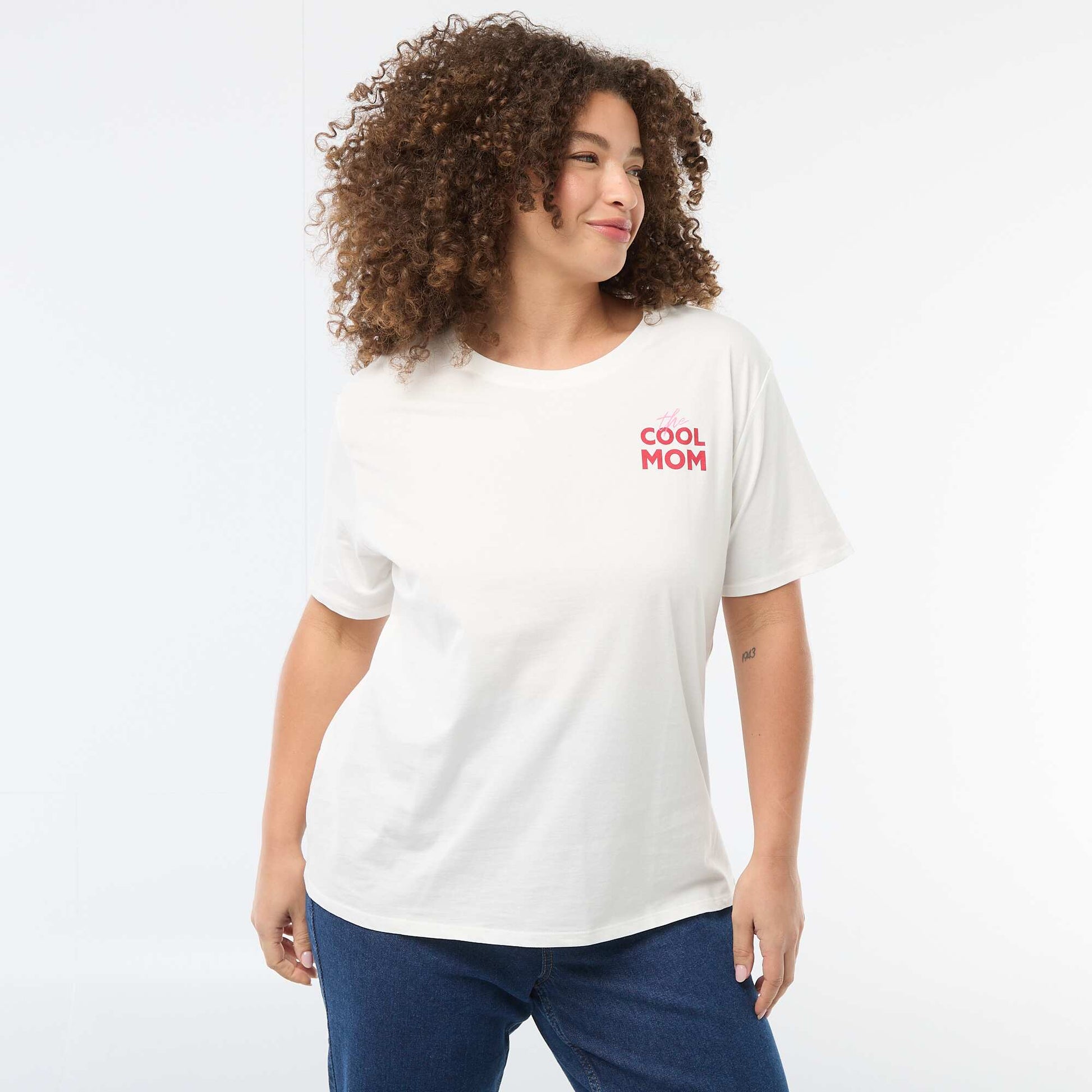 T-shirt 'fête des mères' imprimé manches courtes BLANC