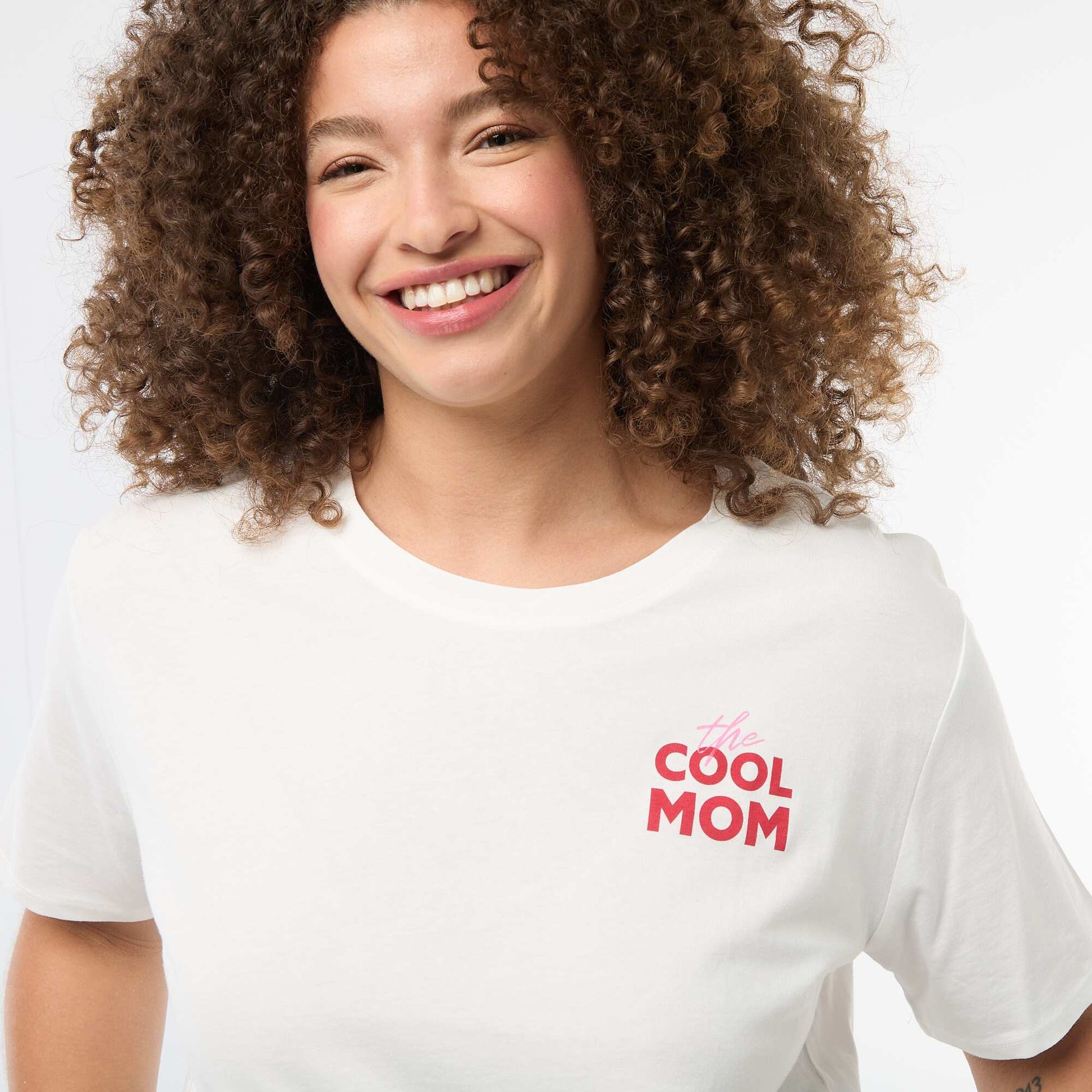 T-shirt 'fête des mères' imprimé manches courtes BLANC