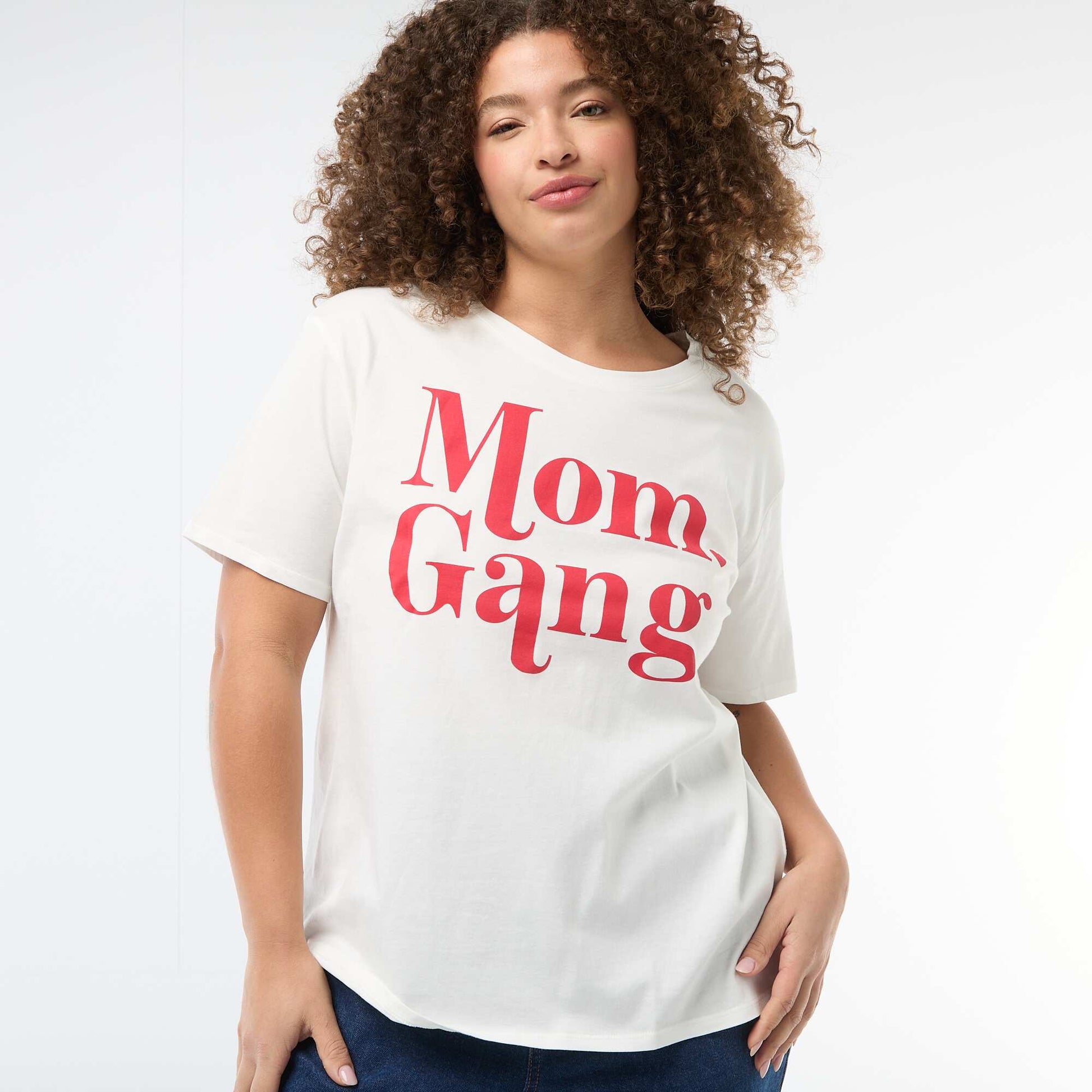 T-shirt 'fête des mères' imprimé manches courtes BLANC