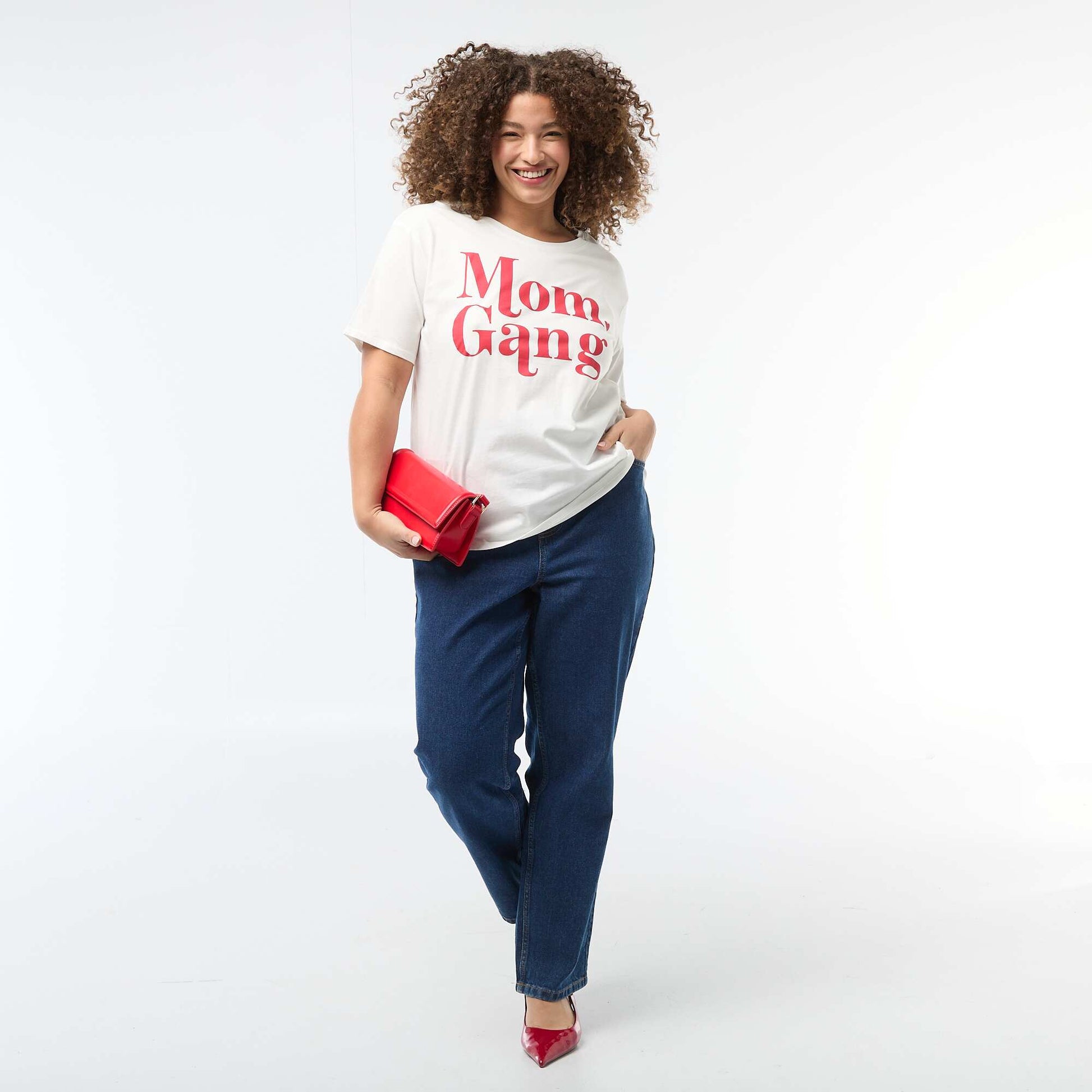 T-shirt 'fête des mères' imprimé manches courtes BLANC