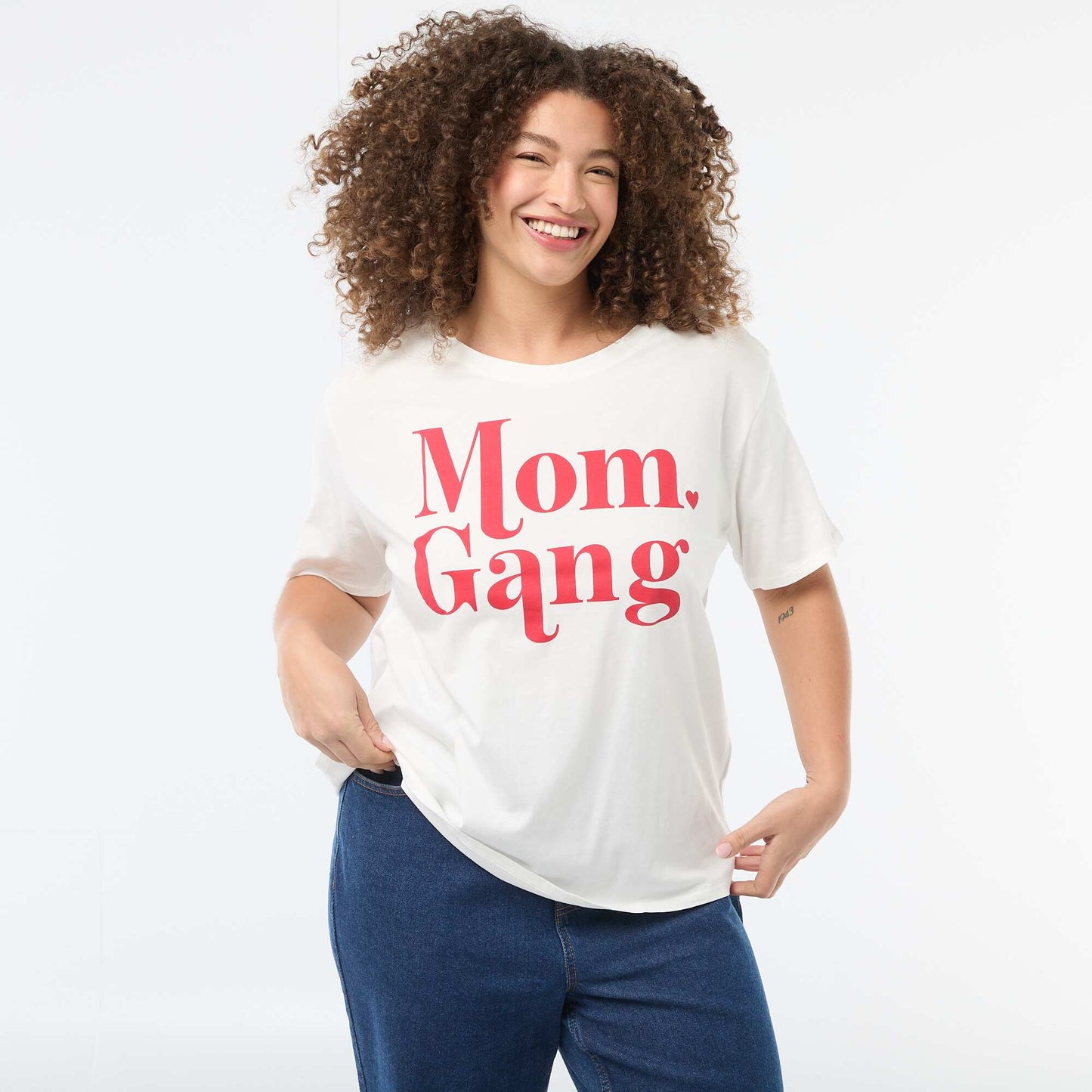 T-shirt 'fête des mères' imprimé manches courtes BLANC