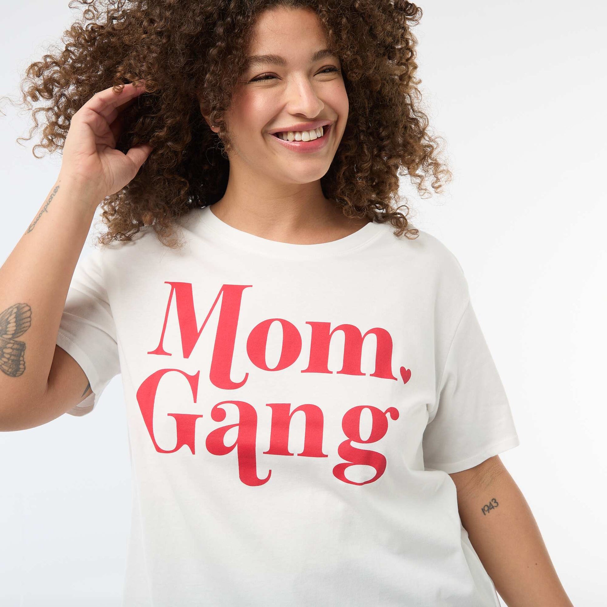 T-shirt 'fête des mères' imprimé manches courtes BLANC