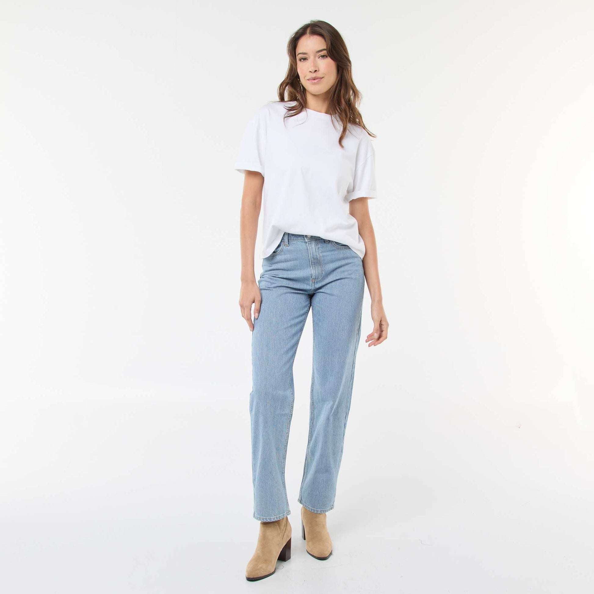 Jean regular avec lignes en coton BLEU