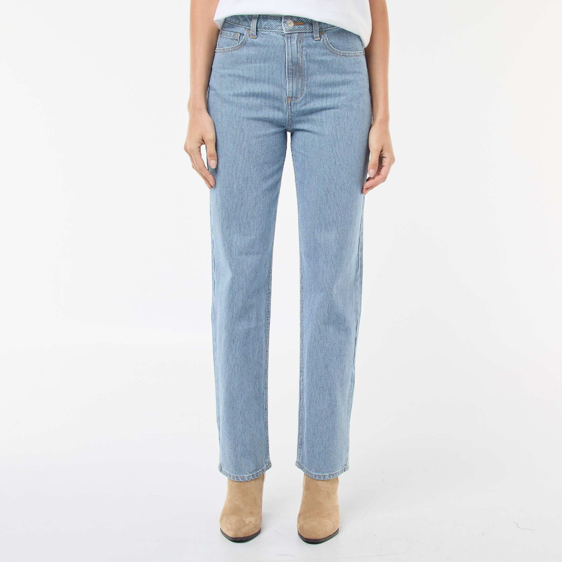 Jean regular avec lignes en coton BLEU