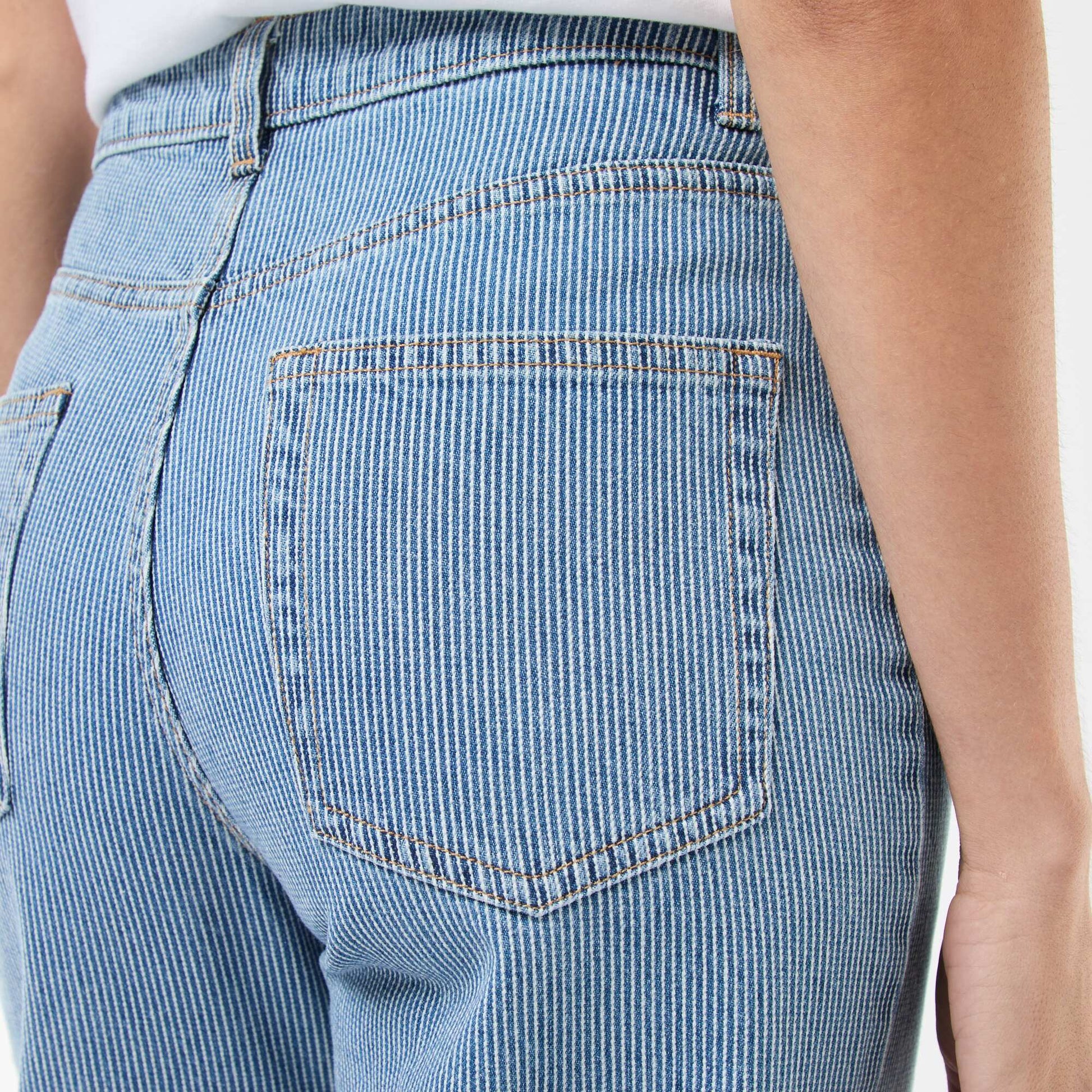 Jean regular avec lignes en coton BLEU