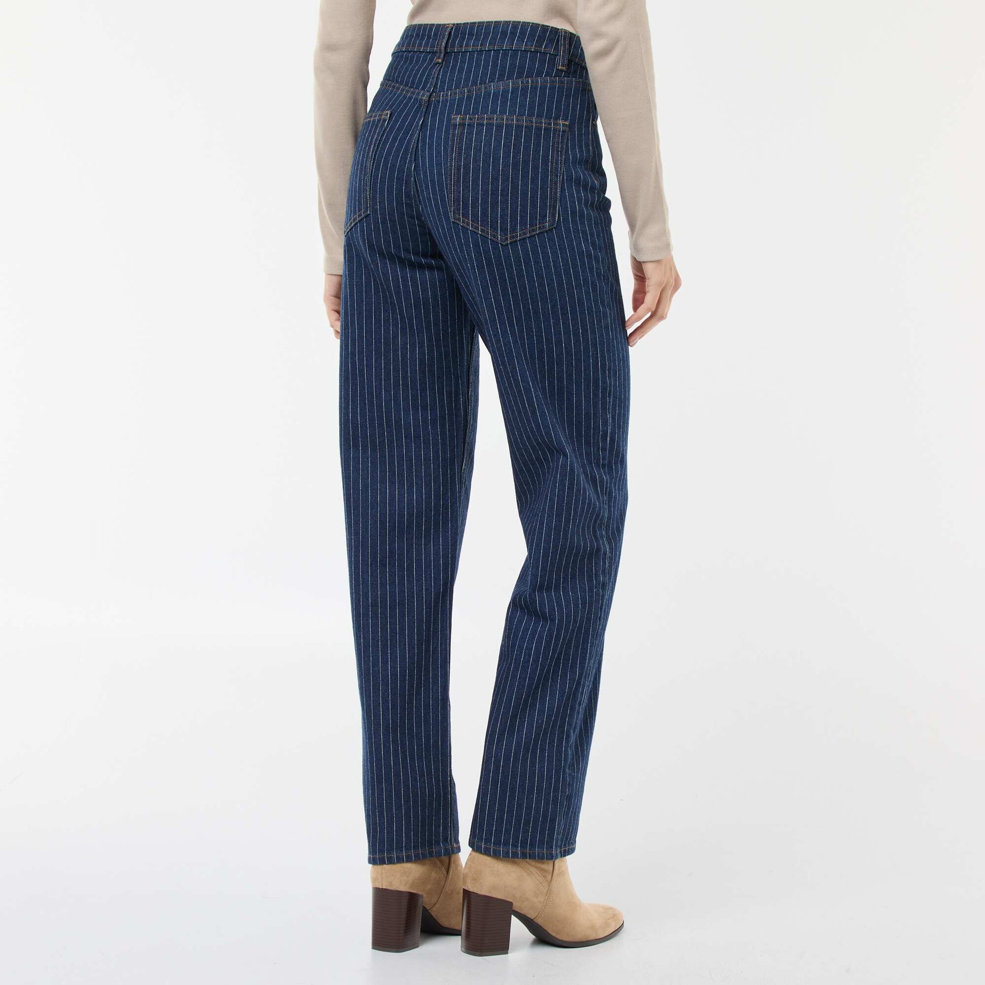 Jean regular avec lignes en coton BLEU