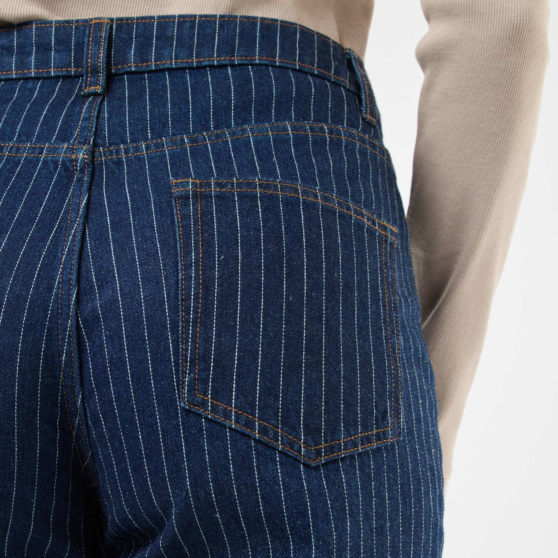 Jean regular avec lignes en coton BLEU