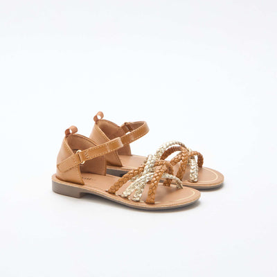 Sandales à multiples brides tressées MARRON