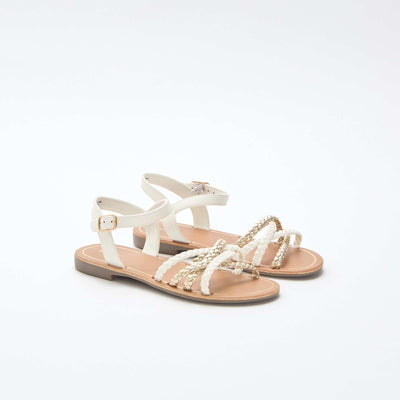 Sandales à multiples brides tressées BLANC