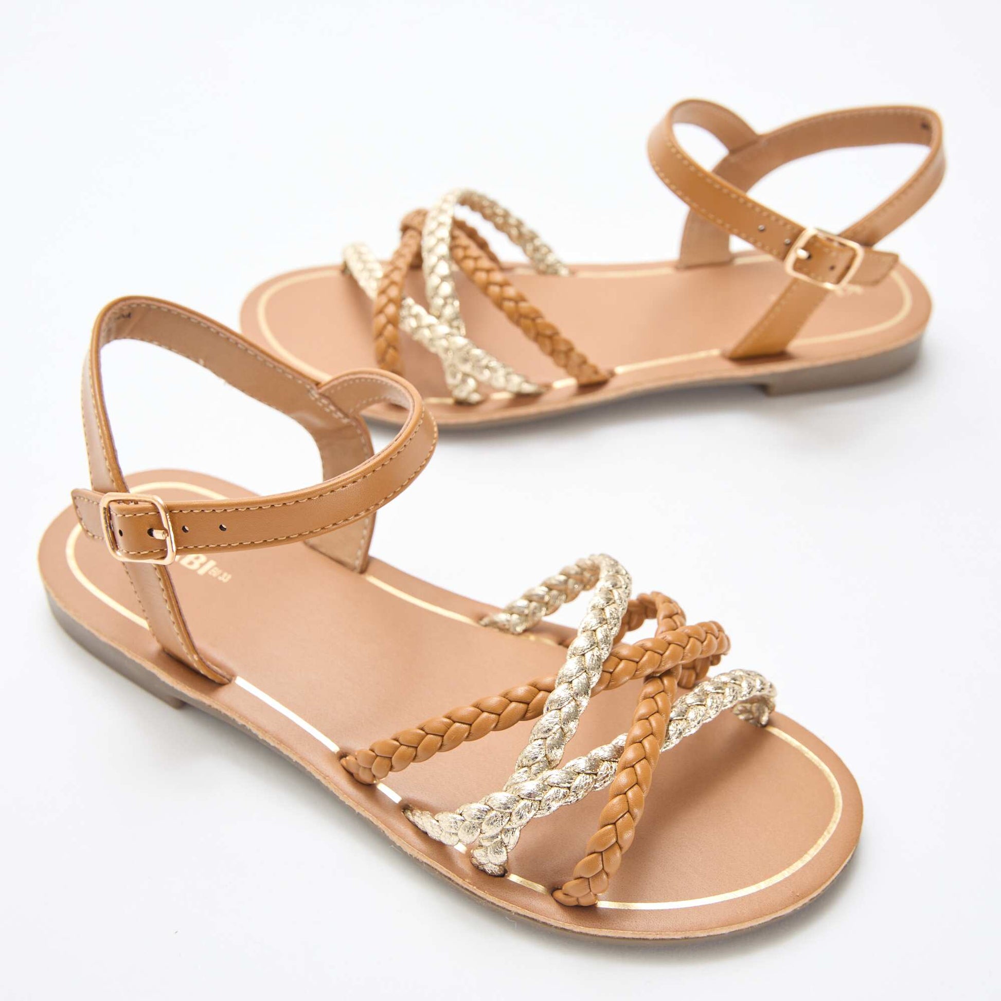 Sandales à multiples brides tressées MARRON