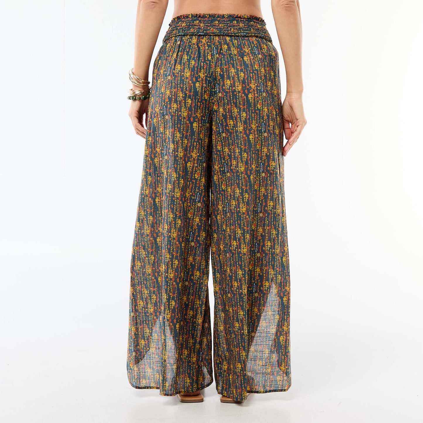 Pantalon de plage en viscose imprimée BLEU