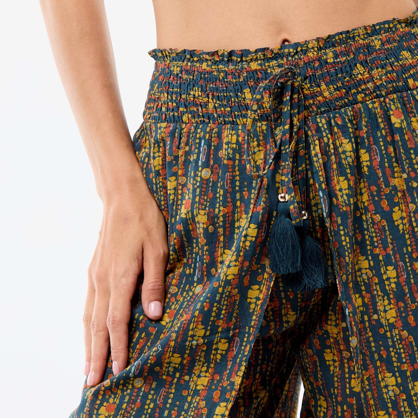 Pantalon de plage en viscose imprimée BLEU