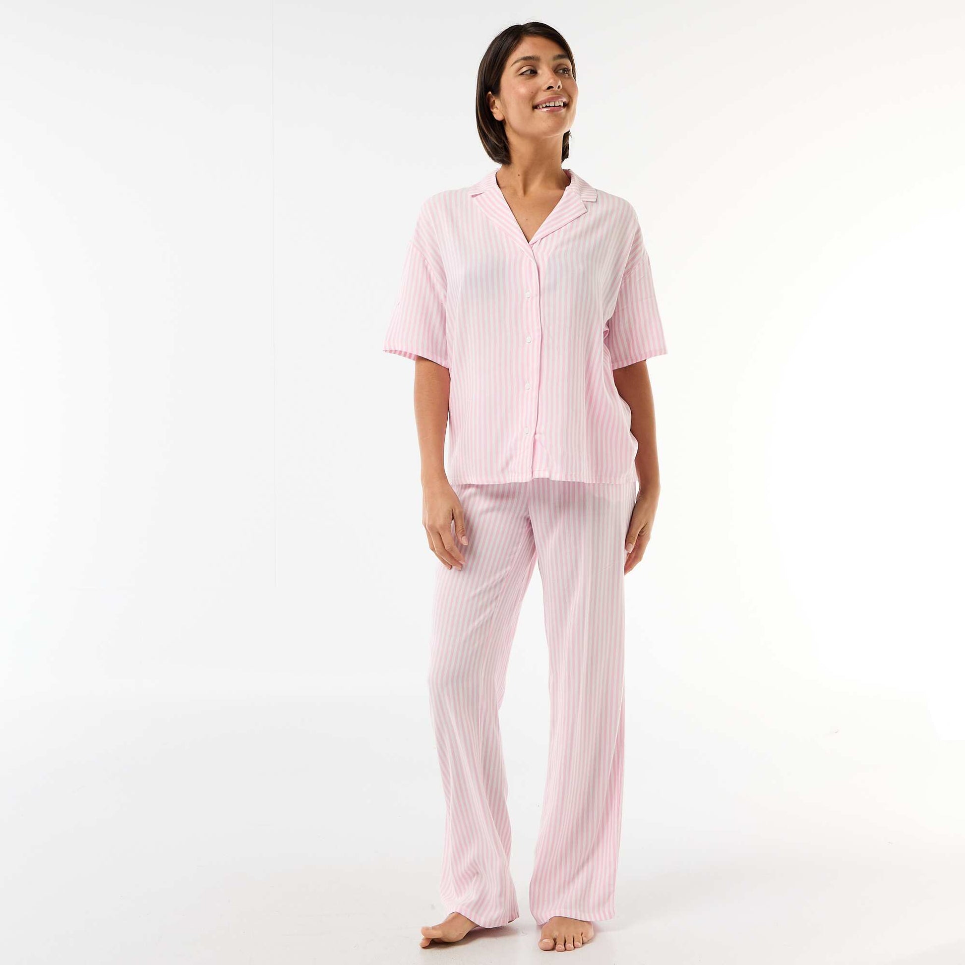 Ensemble chemisier de nuit rayé ROSE