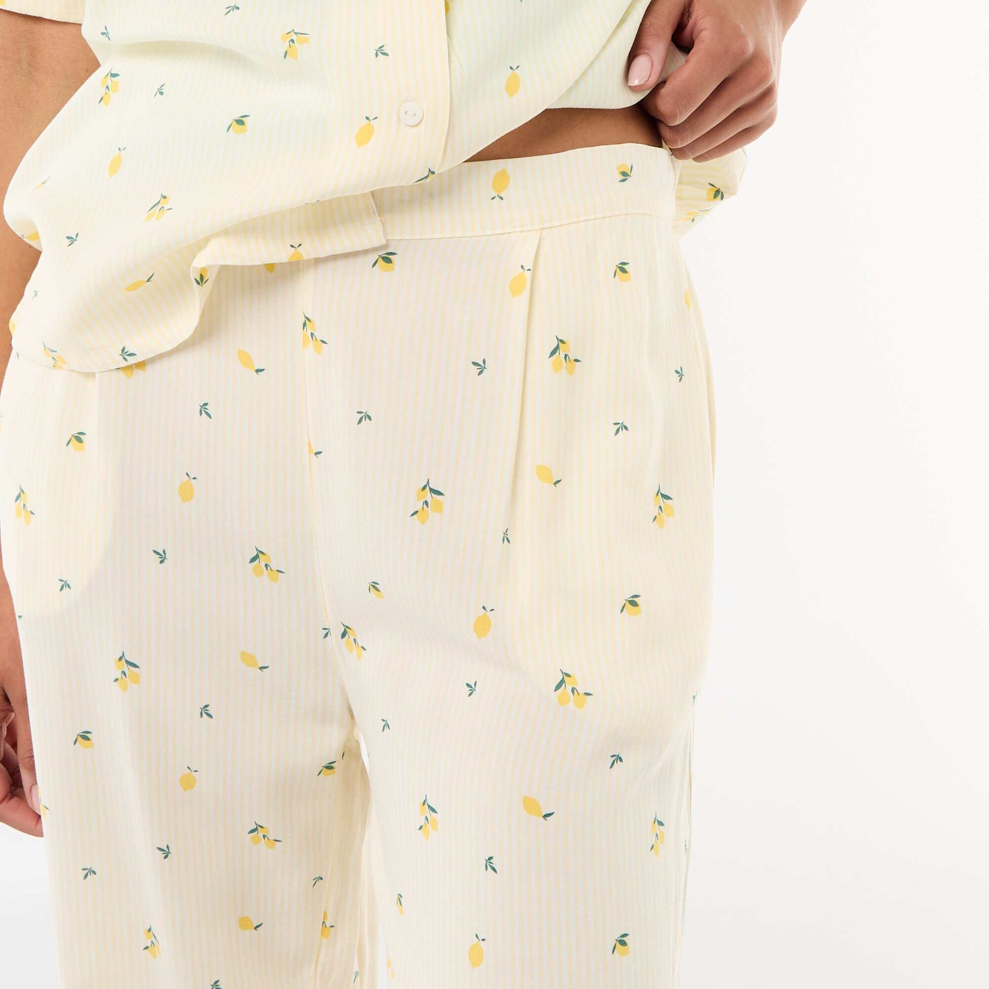 Ensemble chemisier de nuit rayé all-over JAUNE