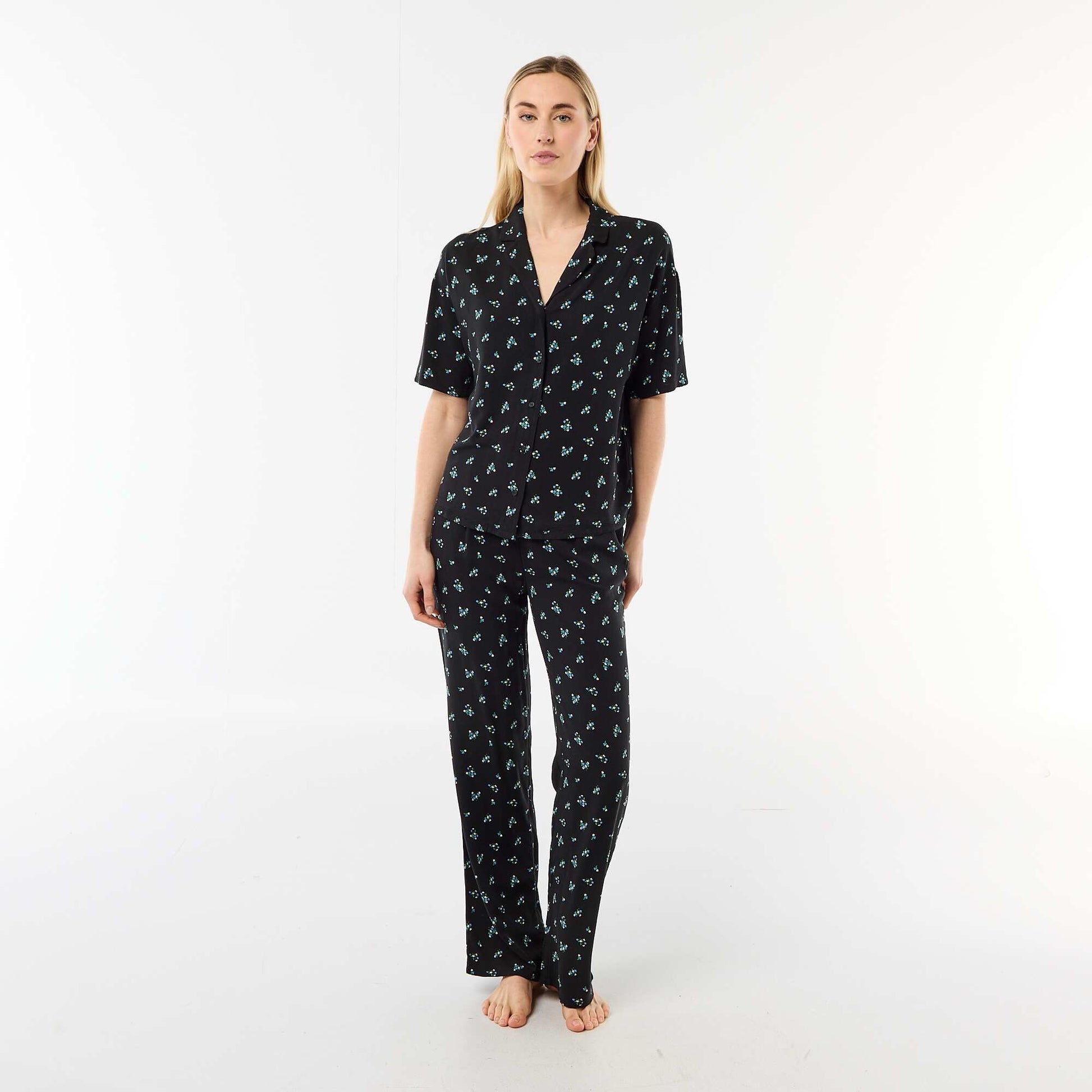 Ensemble chemisier de nuit all-over NOIR