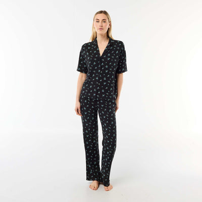 Ensemble chemisier de nuit all-over NOIR