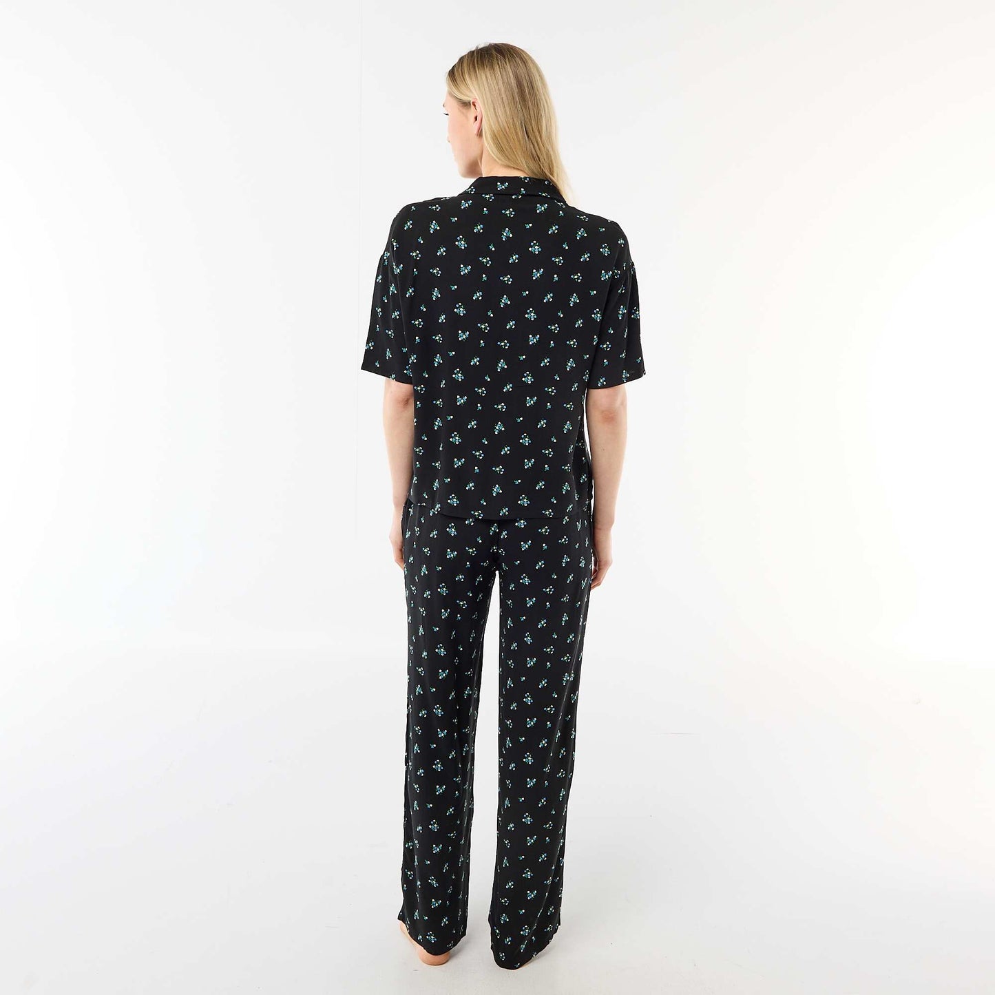 Ensemble chemisier de nuit all-over NOIR