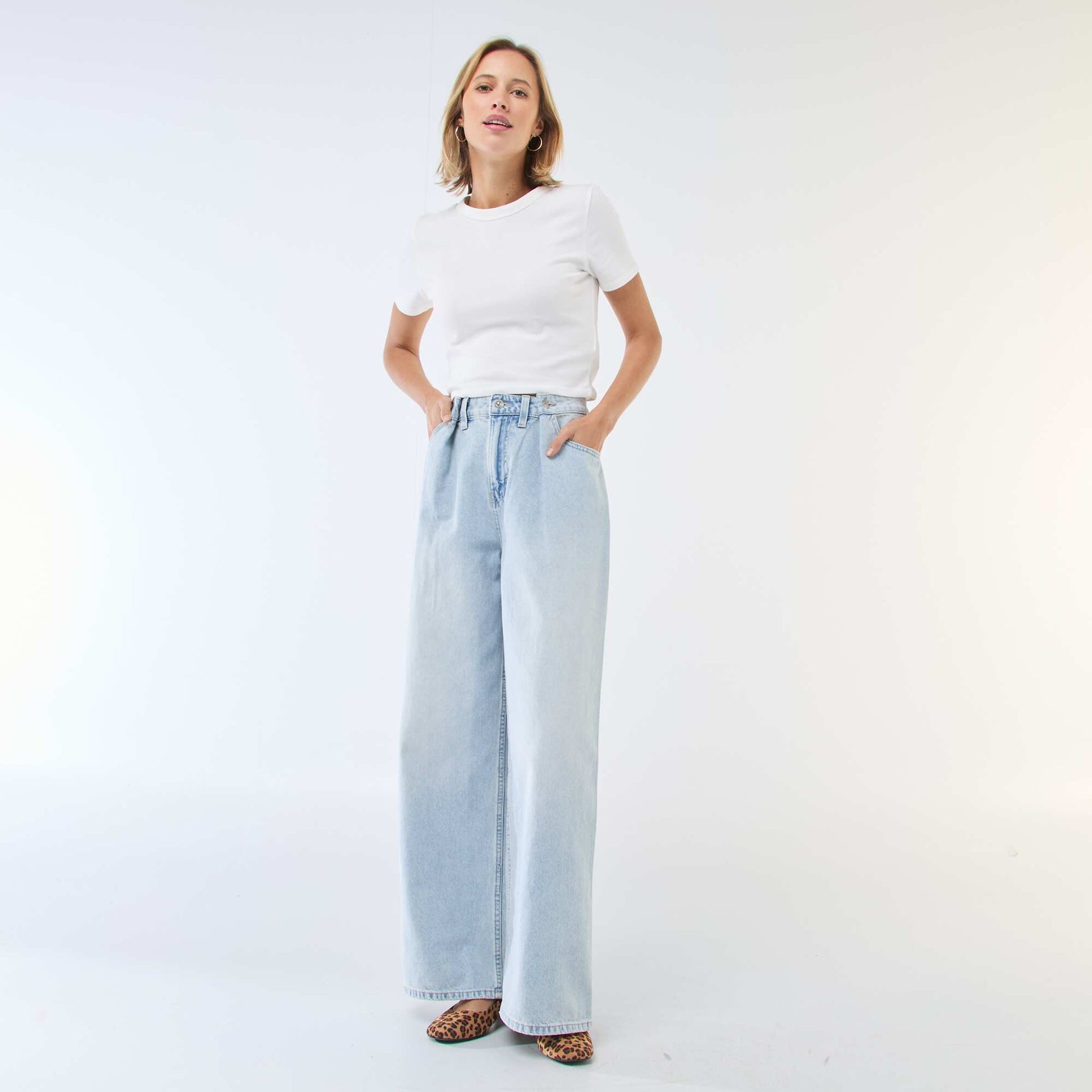Jean wide leg taille haute BLEU