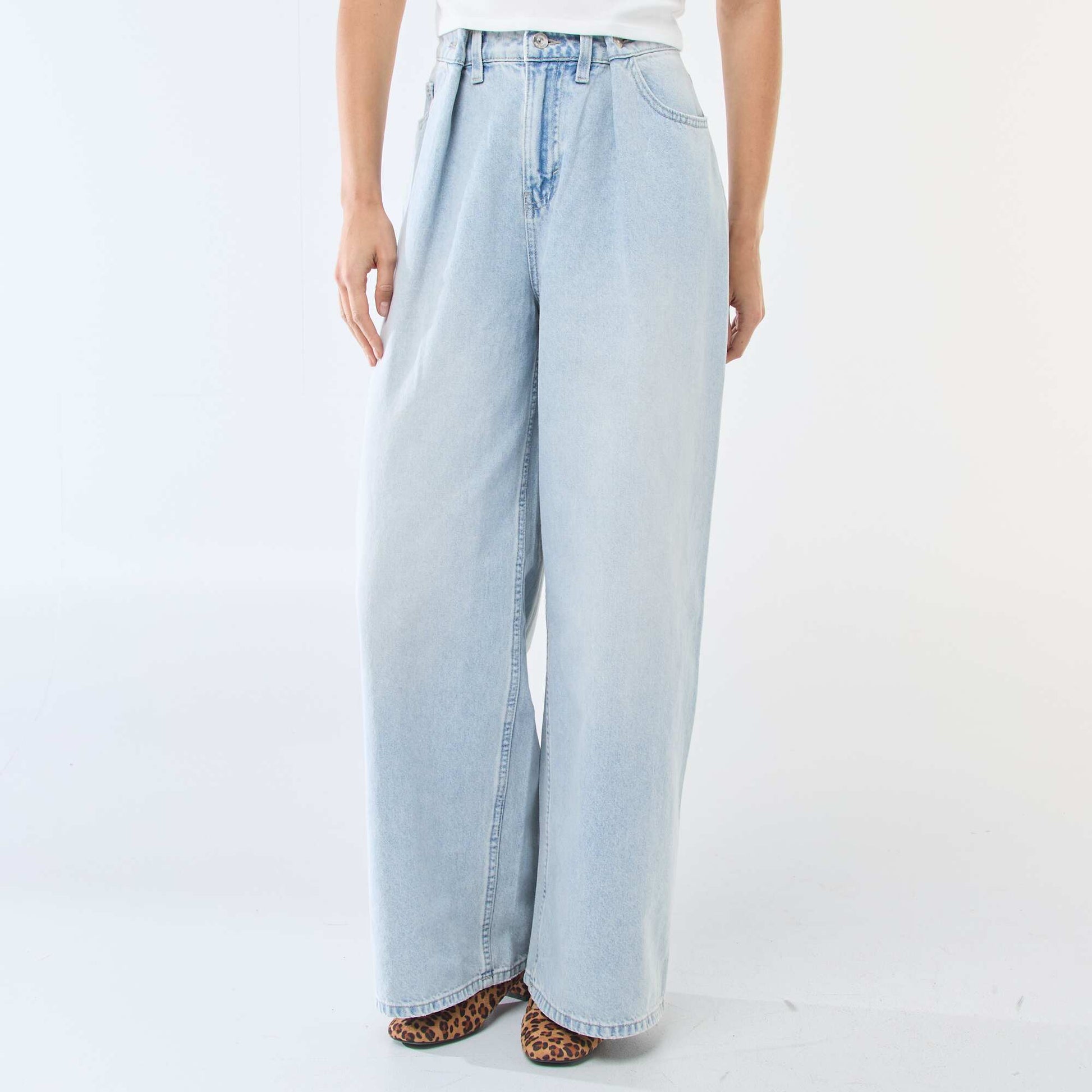 Jean wide leg taille haute BLEU