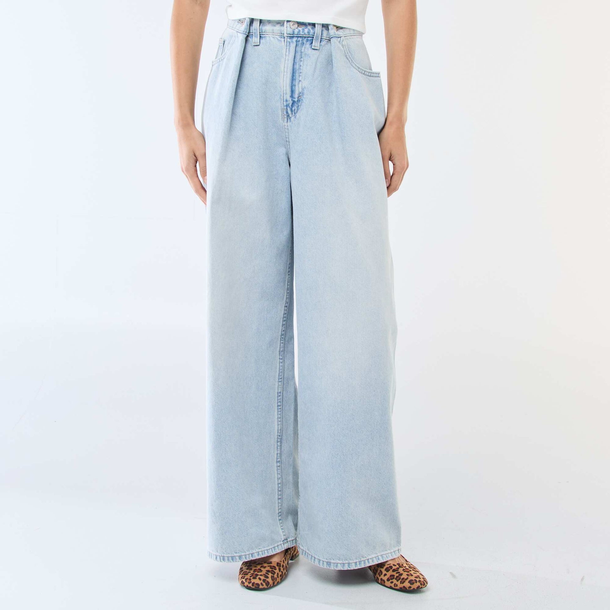 Jean wide leg taille haute BLEU