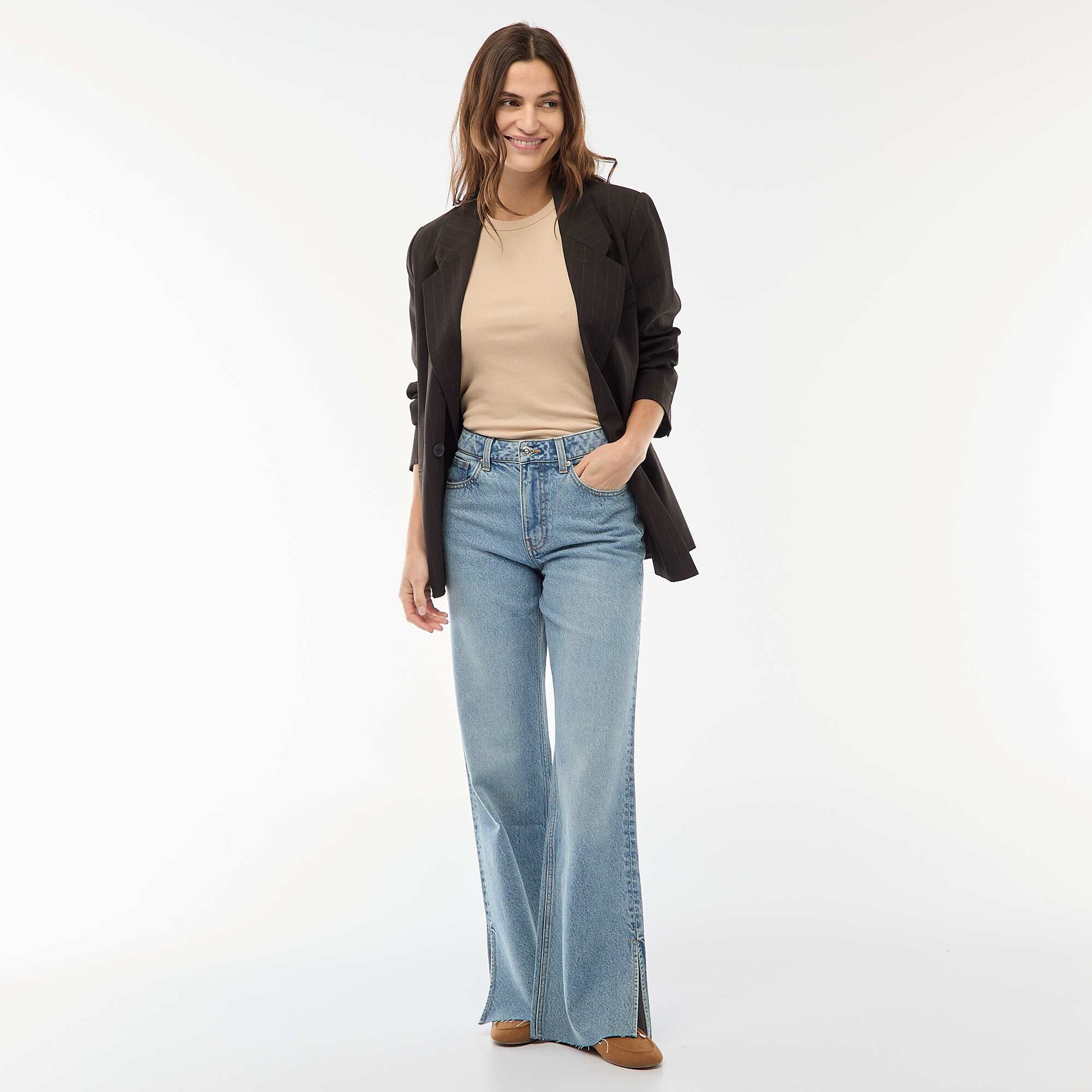 Jean taille haute coupe flare/bootcut BLEU