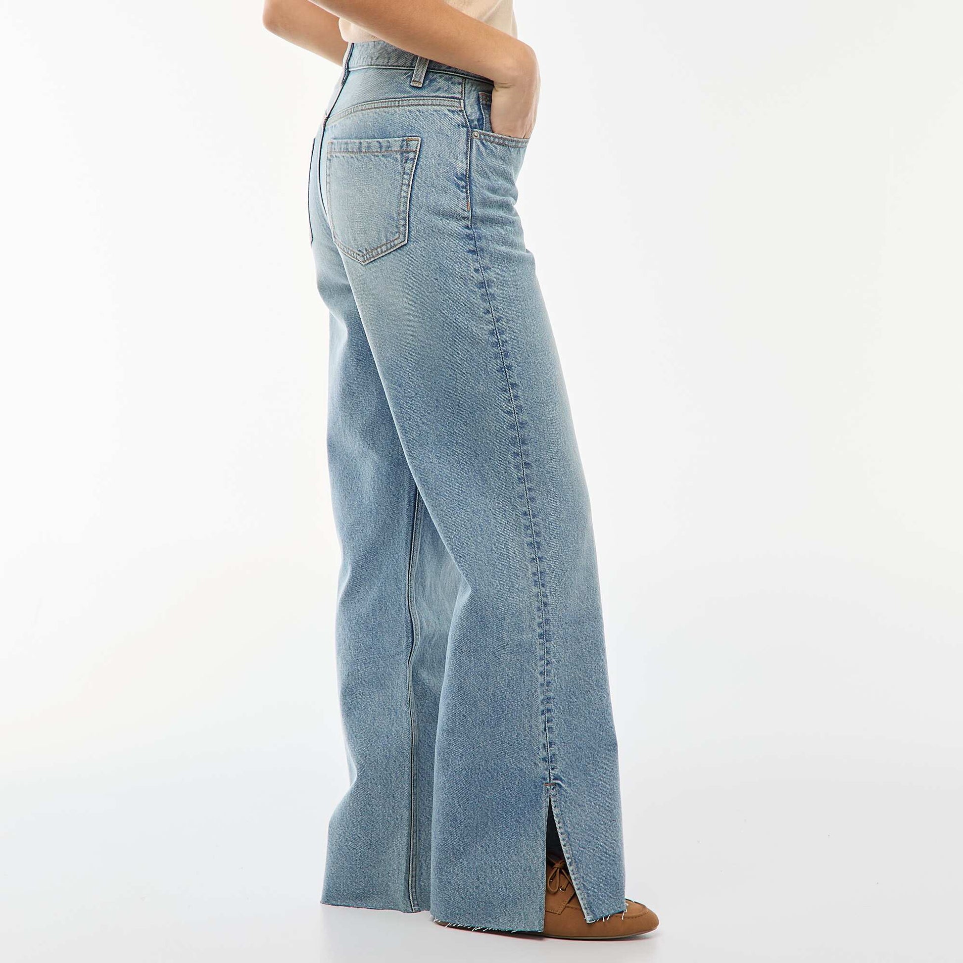 Jean taille haute coupe flare/bootcut BLEU