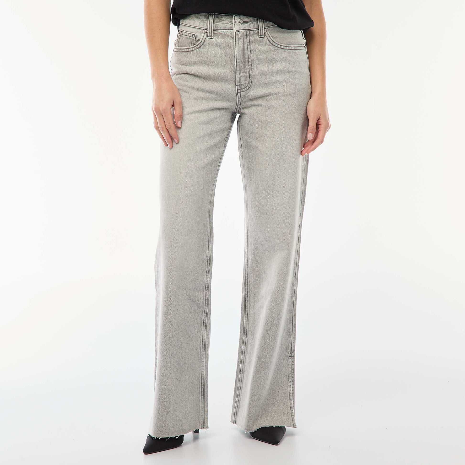 Jean taille haute coupe flare/bootcut GRIS