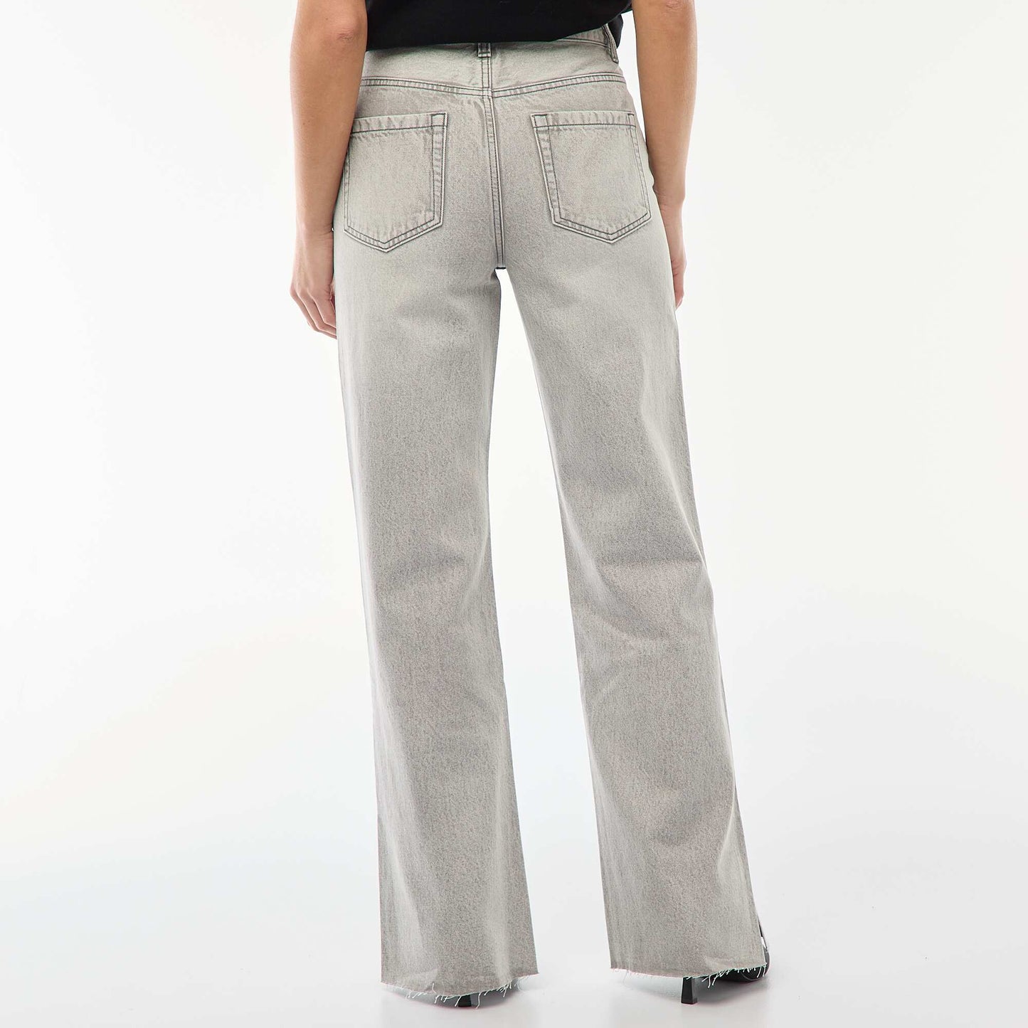 Jean taille haute coupe flare/bootcut GRIS