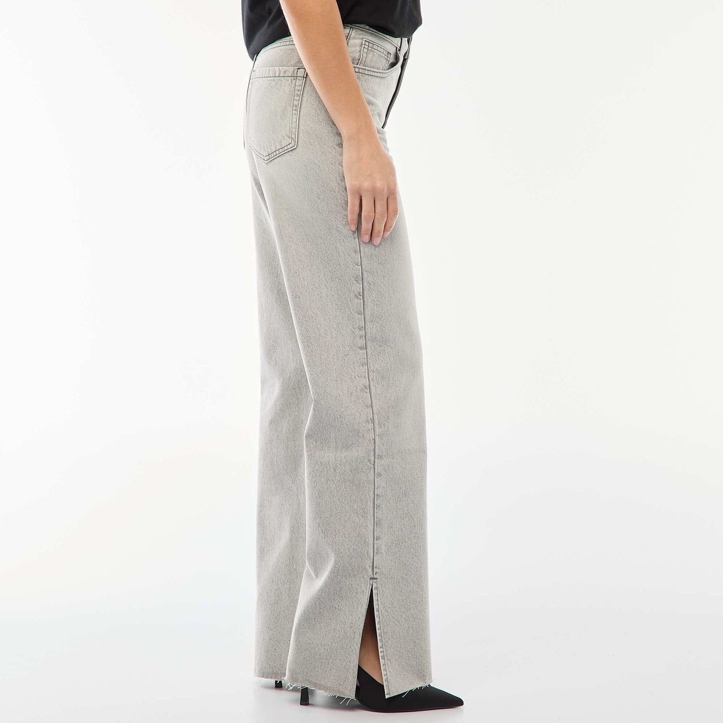 Jean taille haute coupe flare/bootcut GRIS